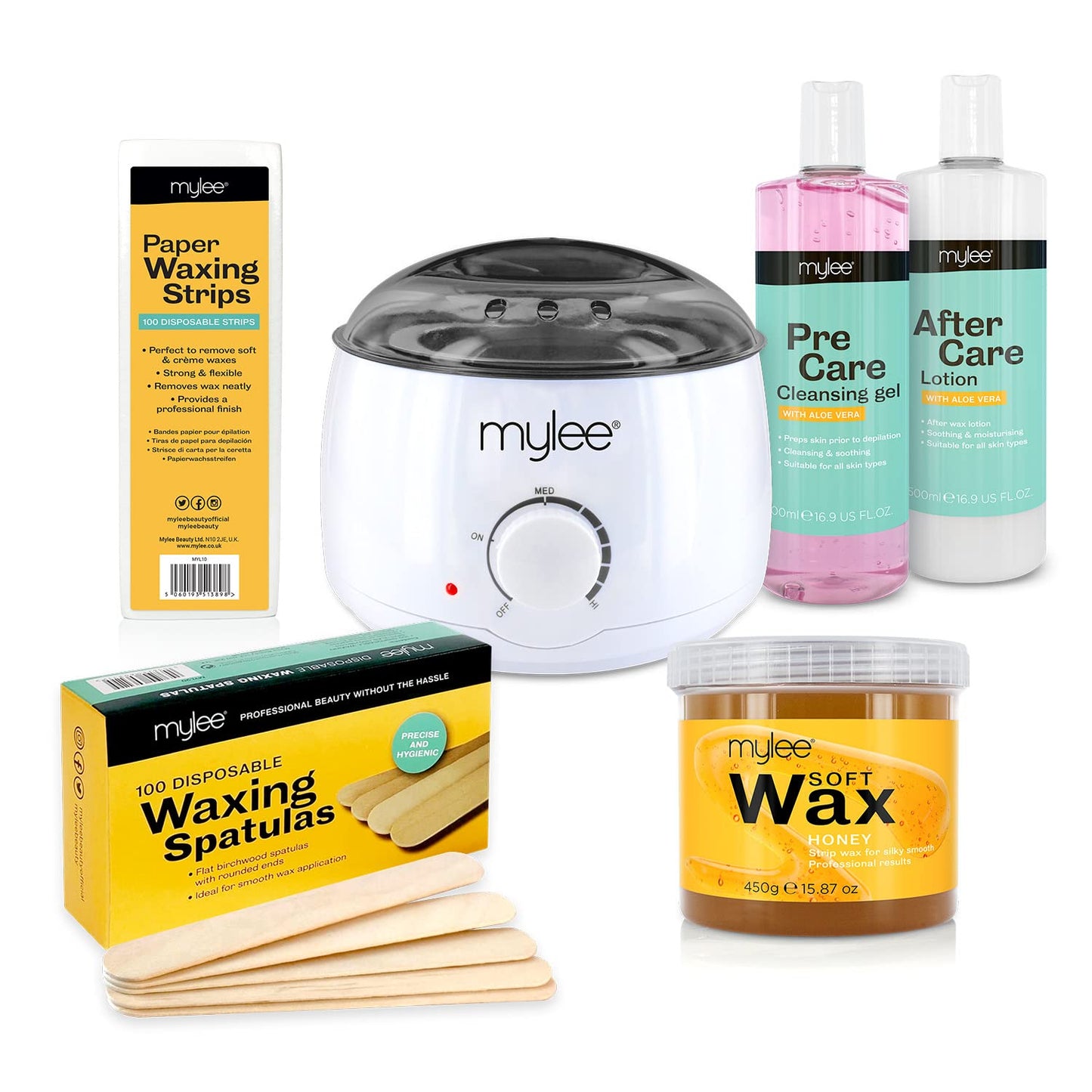 Kit Completo de Cera Mylee con Calentador y Cera de Miel - Calidad de Salón