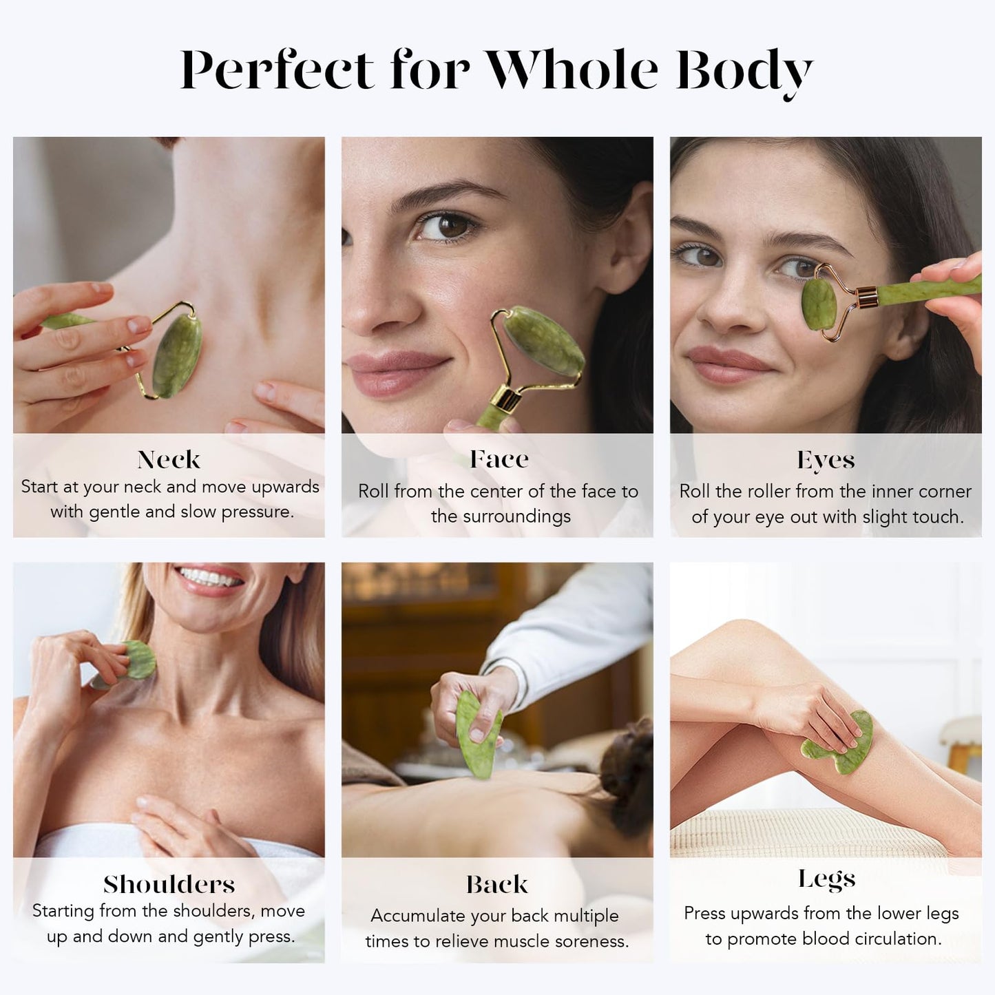 BAIMEI Gua Sha and Jade Roller, Guasha Facial Massager Soothes and Relaxes Skin, Skin Care Gift, Christmas Gift