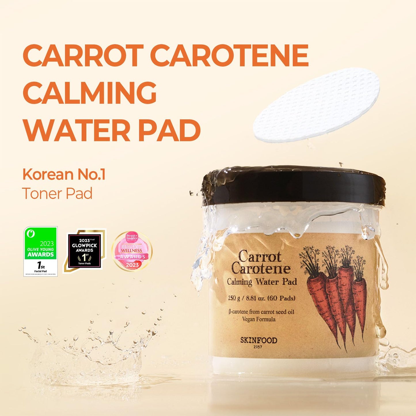 SKINFOOD Almohadillas Calmantes de Zanahoria Caroteno - 60 Hojas