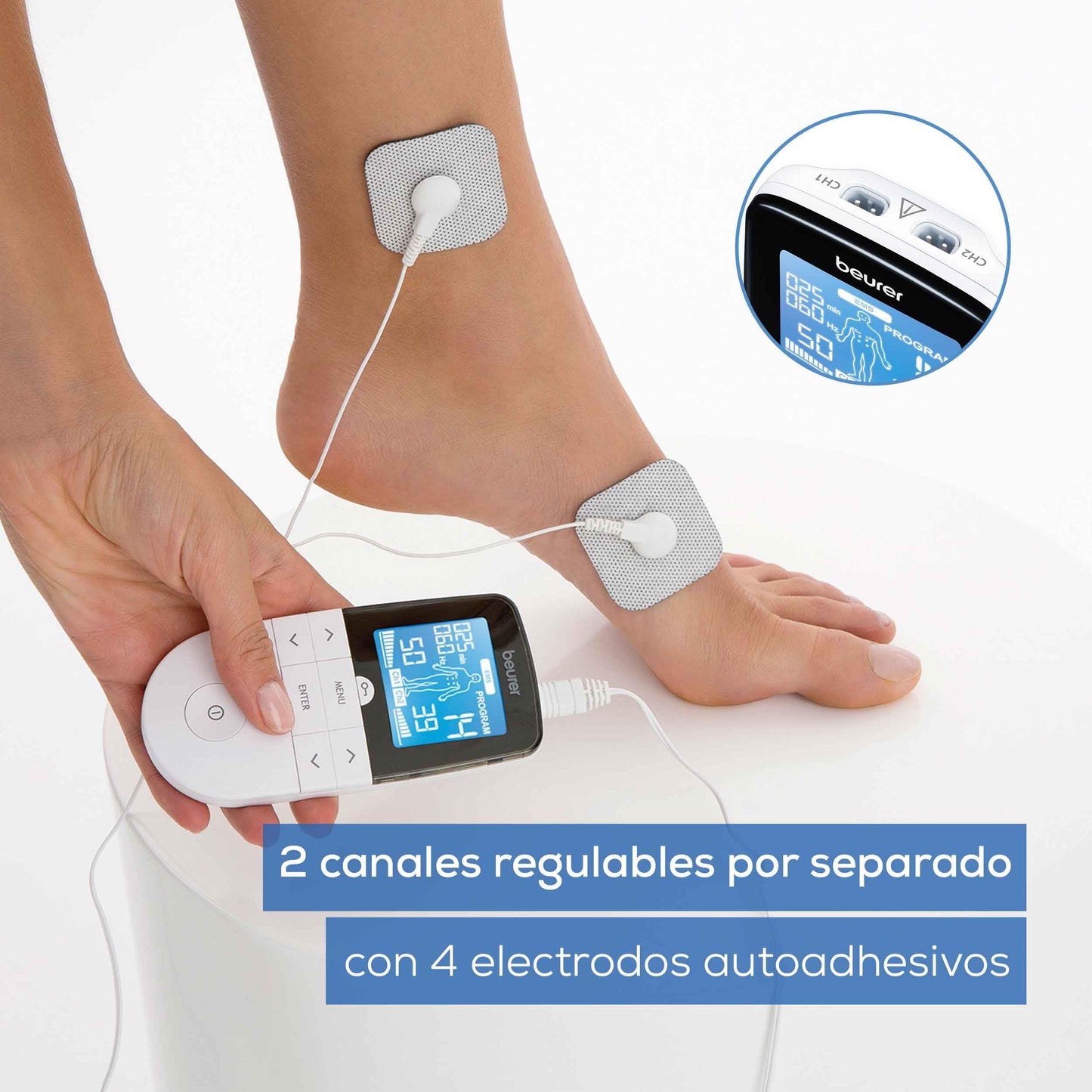 Beurer EM 49 – Electroestimulador TENS/EMS 3 en 1 con Masaje para Alivio del Dolor y Entrenamiento Muscular