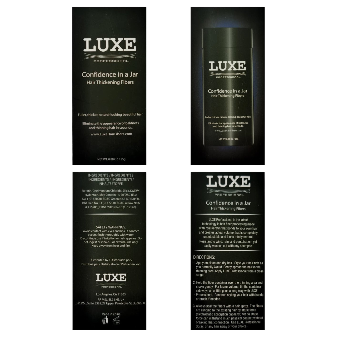 Fibras Espesantes LUXE con Queratina Natural - Negro (25g)