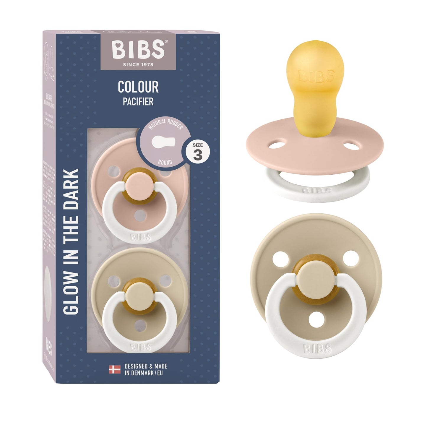 Paquete de 2 Chupetes Bibs NIGHT Talla 3 (18+ meses) - Blush/Vanilla