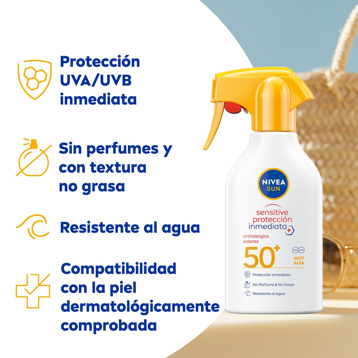 Spray Solar NIVEA SUN FP50+ Sensitive Antialergias 270 ml