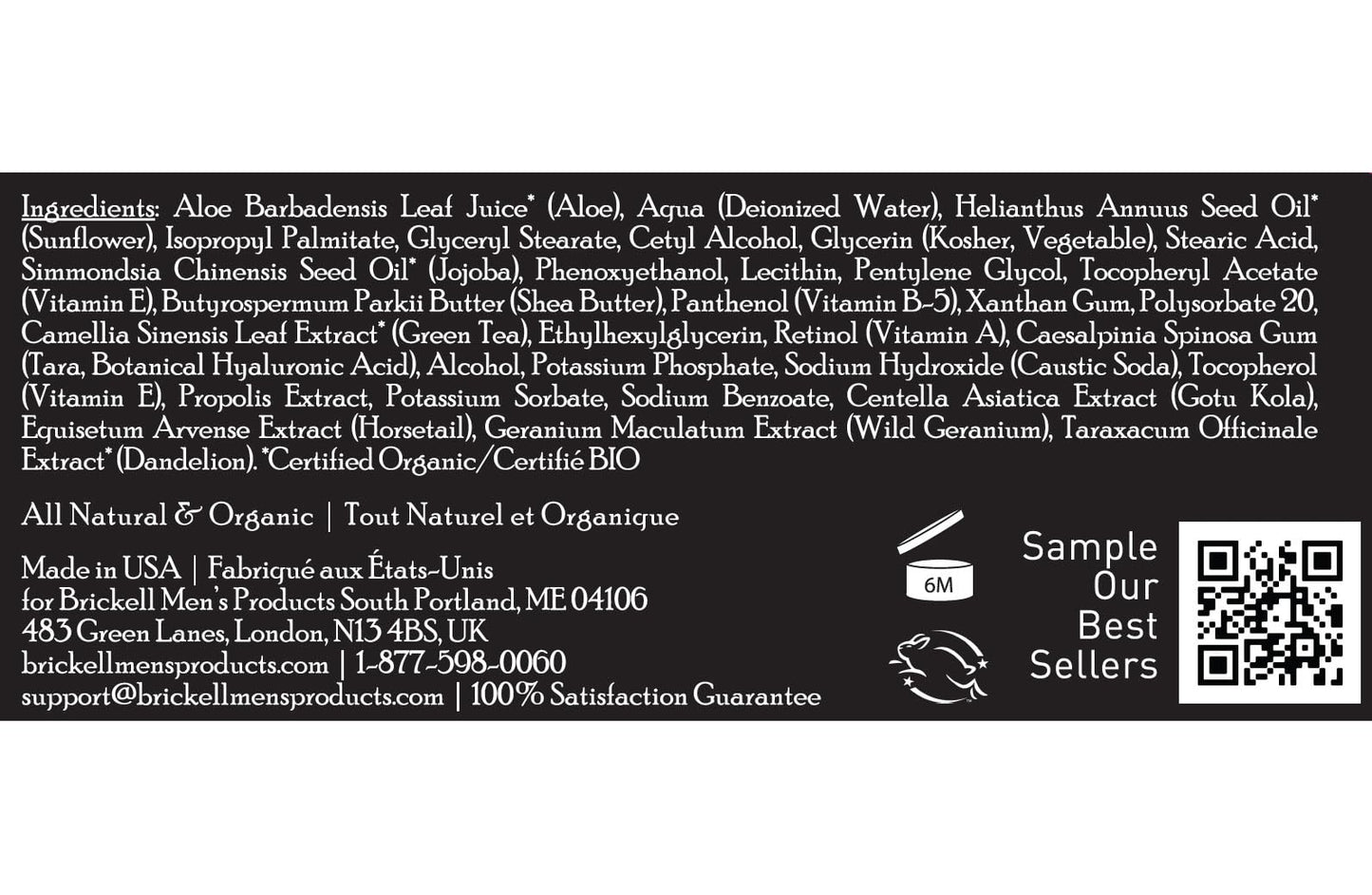 Brickell Crema Facial con Retinol para Hombres – Hidratante Antiarrugas Natural (59 ml)