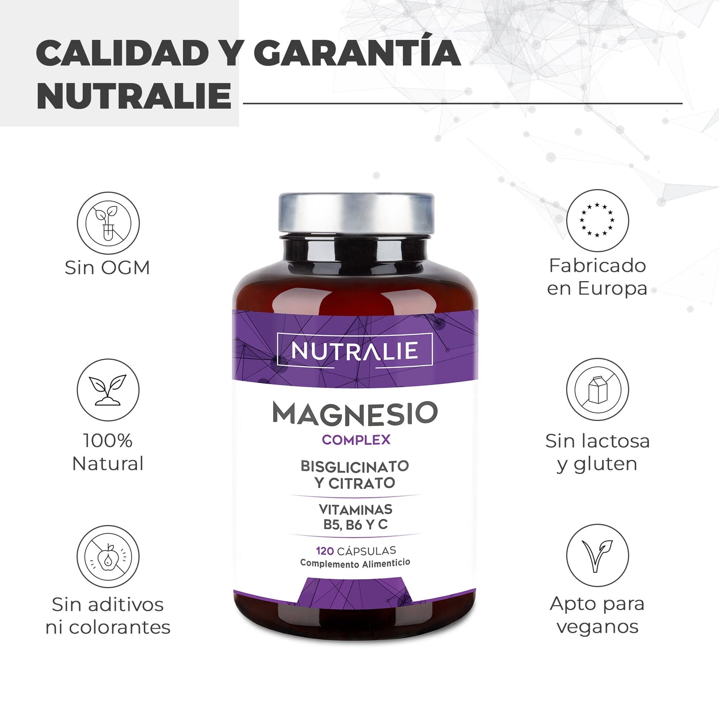 Magnesium Citrate 1545mg + Magnesium Bisglycinate 600mg - Reduces Tiredness and Fatigue, Relieves Joint and Muscle Pain - High Bioavailability Magnesium | 120 Capsules Nutralie