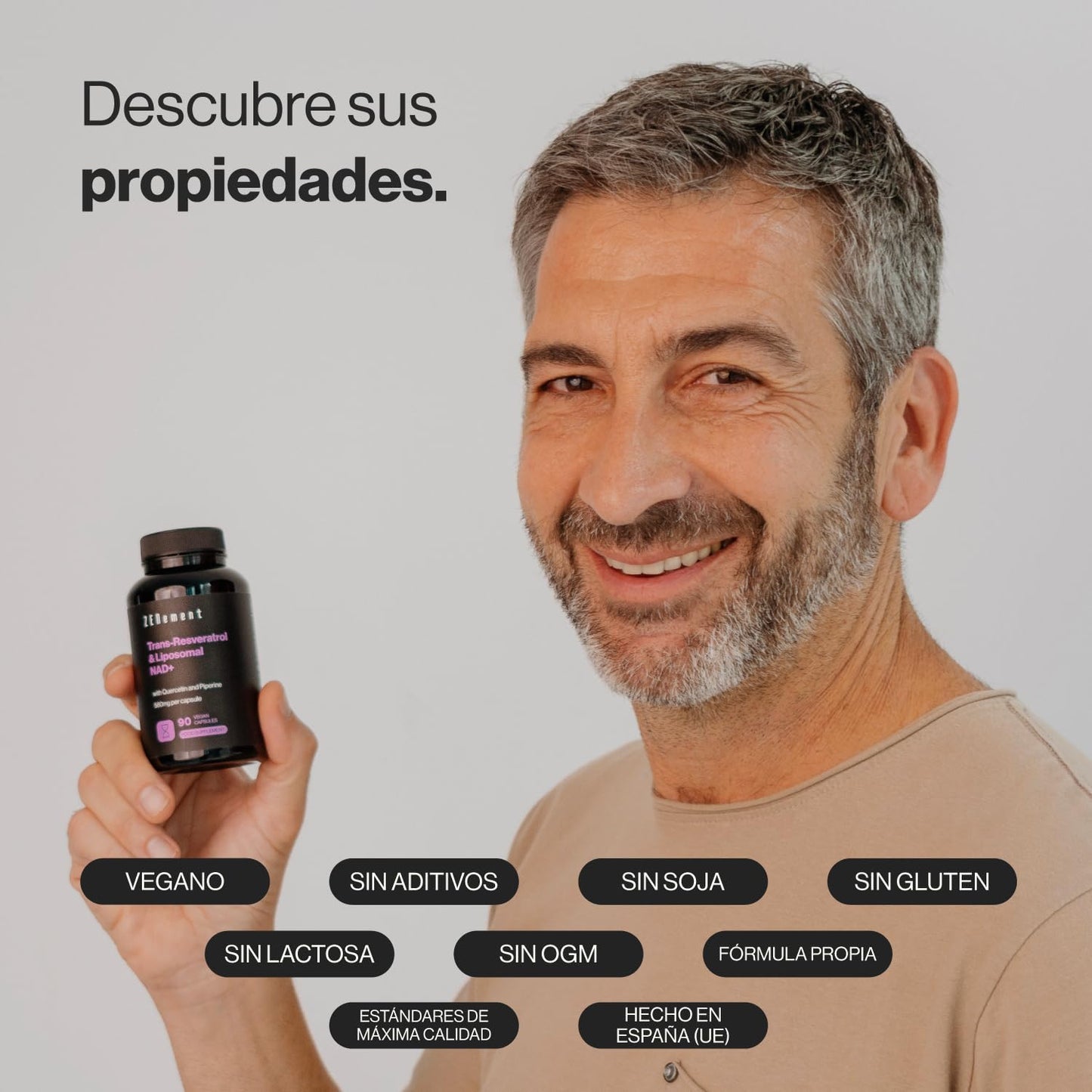 Trans-Resveratrol & Liposomal NAD+, with Quercetin and Piperine, 580 mg per Capsule, 90 Capsules - Anti-Aging and Sirtuin Activator - Zenement