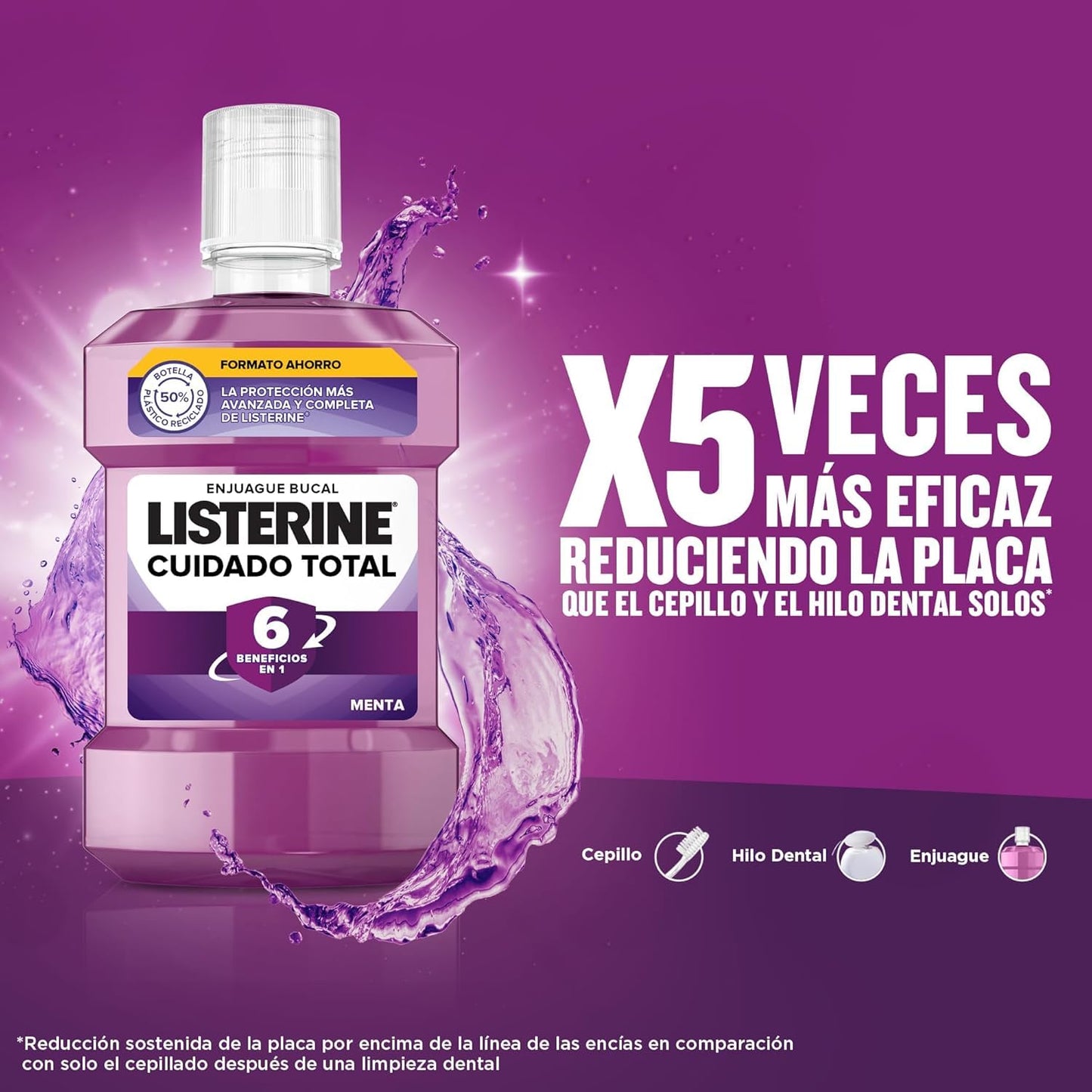 Listerine Cuidado Total Pack 2x1L - Enjuague Bucal 6 en 1