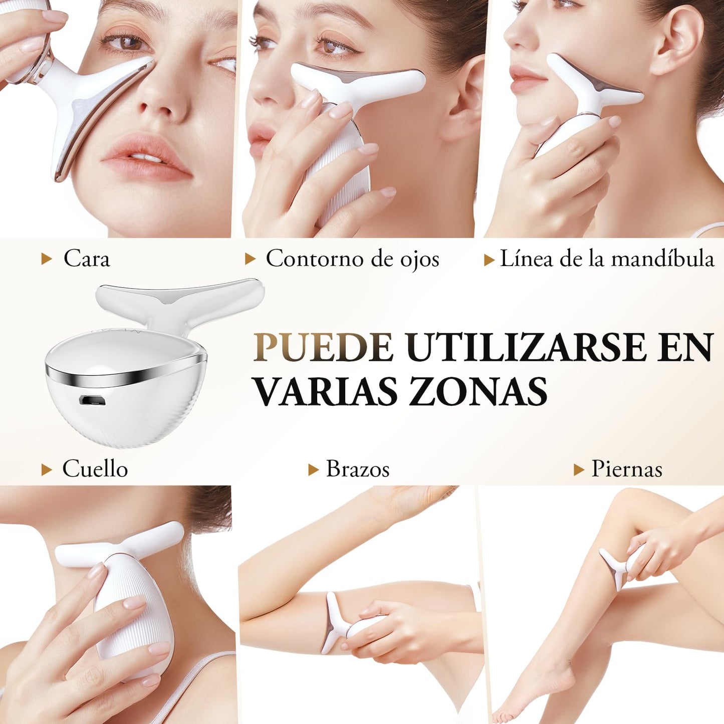 Masajeador Facial y Cuello ANLAN - EMS, LED y Calor