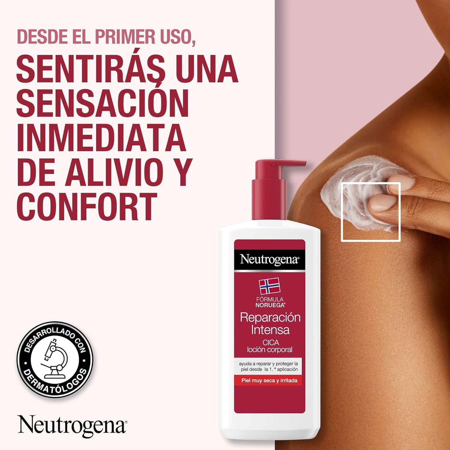 Neutrogena Norwegian Formula Intense Repair CICA Lotion (2 x 750 ml pack), repairing body moisturizer for very dry skin with Glycerin and Centella Asiatica
