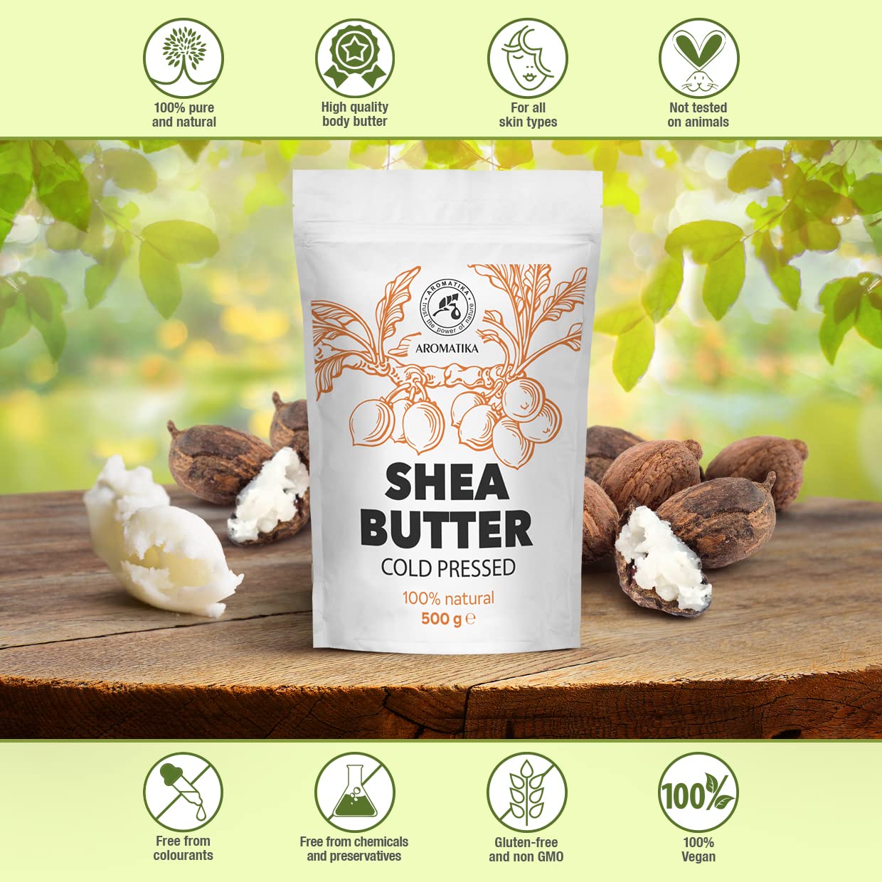 Shea Butter 500g - Pure and Natural - Shea Butter - Butyrospermum Parkii - Body Moisturizer - Oil for Hair - Skin - Nails - Lips - Facial Care