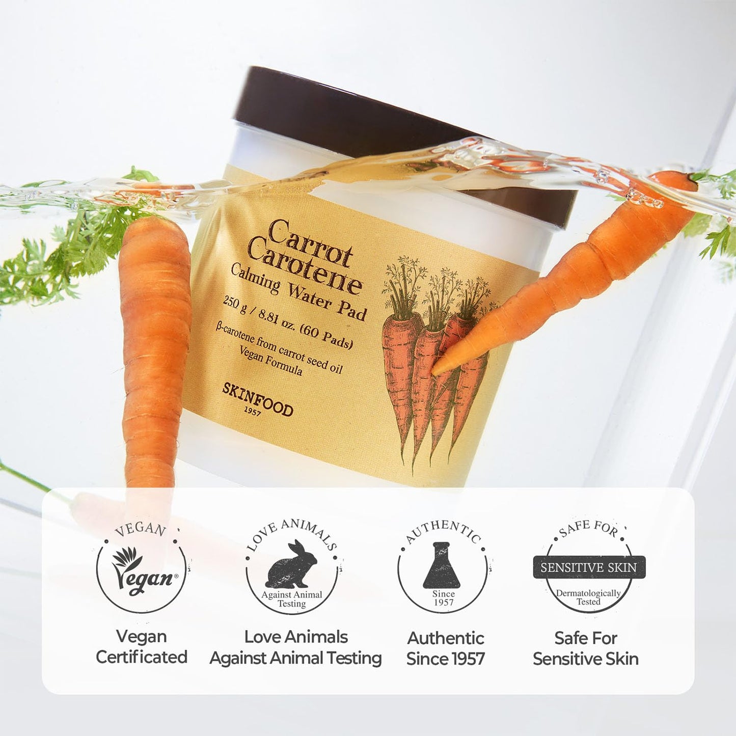 SKINFOOD Almohadillas Calmantes de Zanahoria Caroteno - 60 Hojas