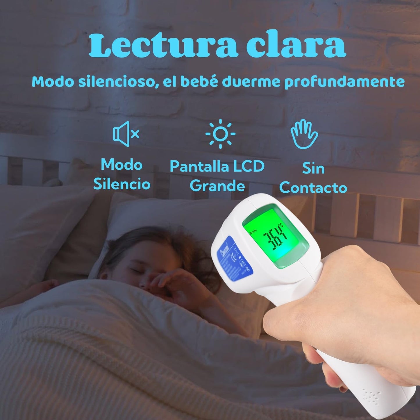 Termómetro Infrarrojo Berrcom 3 en 1 – Sin Contacto, Lectura Instantánea y Pantalla de Tres Colores