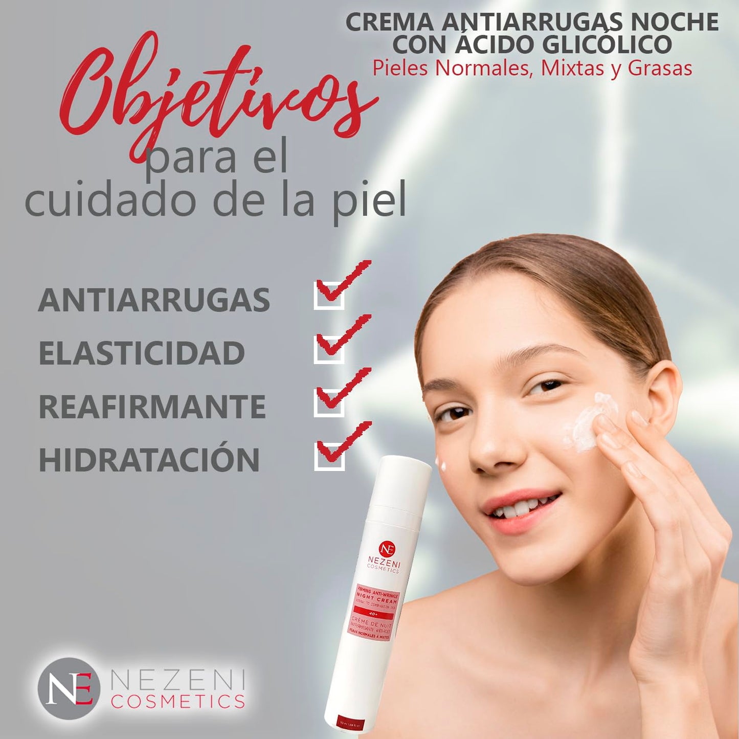 Nezeni Night Cream Glycolic Acid Anti-Wrinkle Women/Men 25 Active Ingredients | Deep Wrinkle Filler | Firming Anti-Wrinkle Night Cream for Face, Neck and Décolleté | Normal, Oily and Mixed Skin