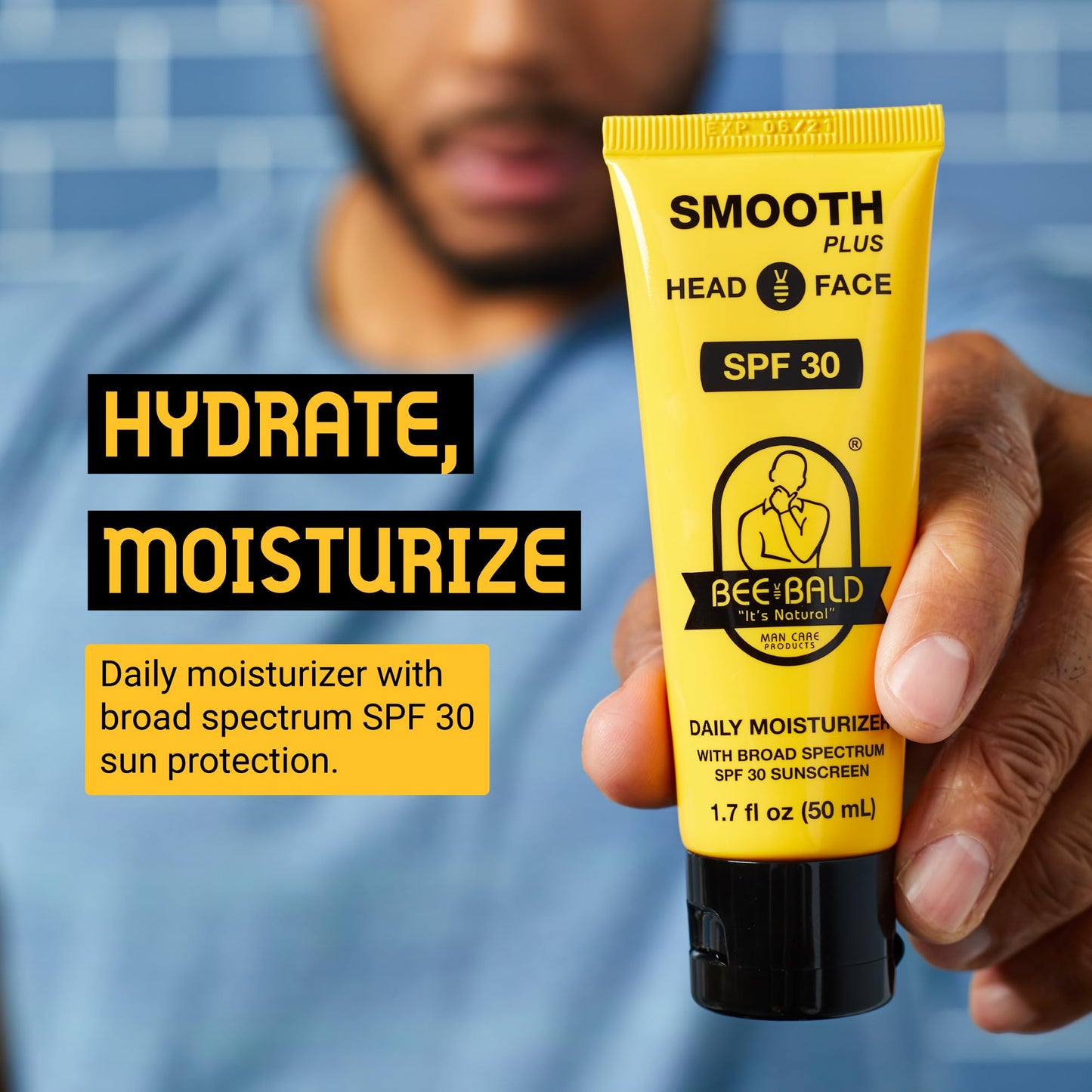 Bee Bald Smooth Plus - Hidratante Diario con SPF 30, Protección UVA/UVB y Cuidado Antiedad, 50 ml