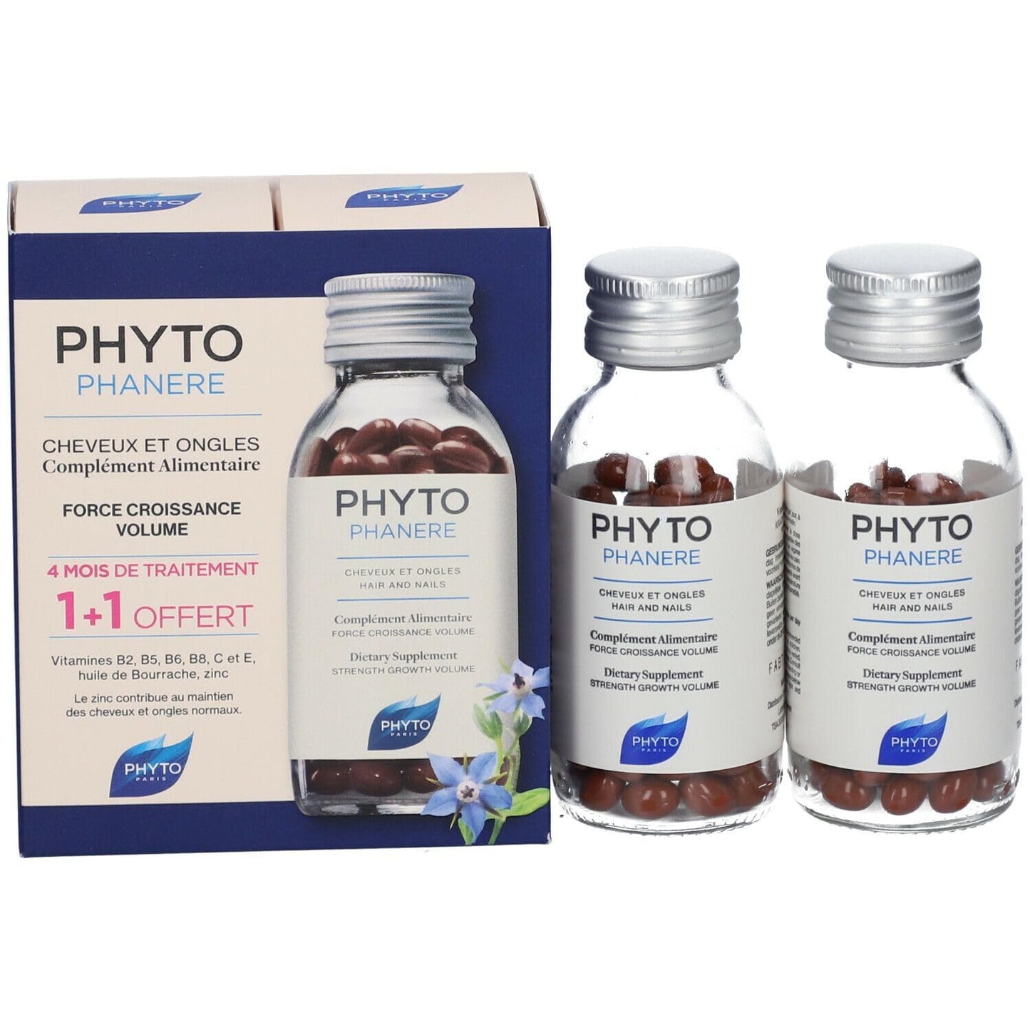Phyto Phytophanere - Food supplement for hair and nails - 4 months of treatment - In capsules of 120 + 120