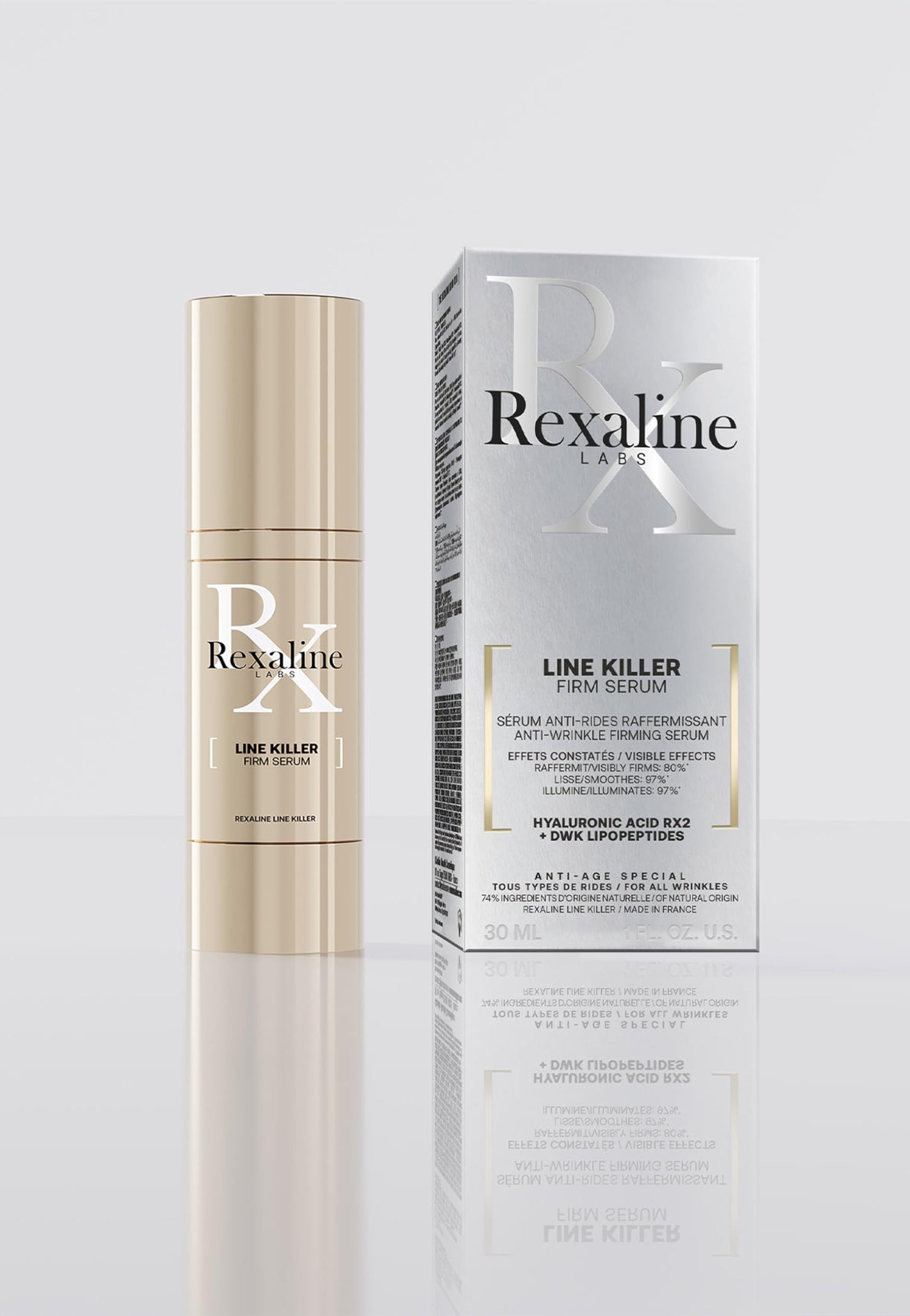 Rexaline - X-treme Booster - Anti-aging restructuring serum - Facial serum with hyaluronic acid - Wrinkle corrector - Anti-wrinkle and anti-aging treatment - Cruelty Free - 30ml