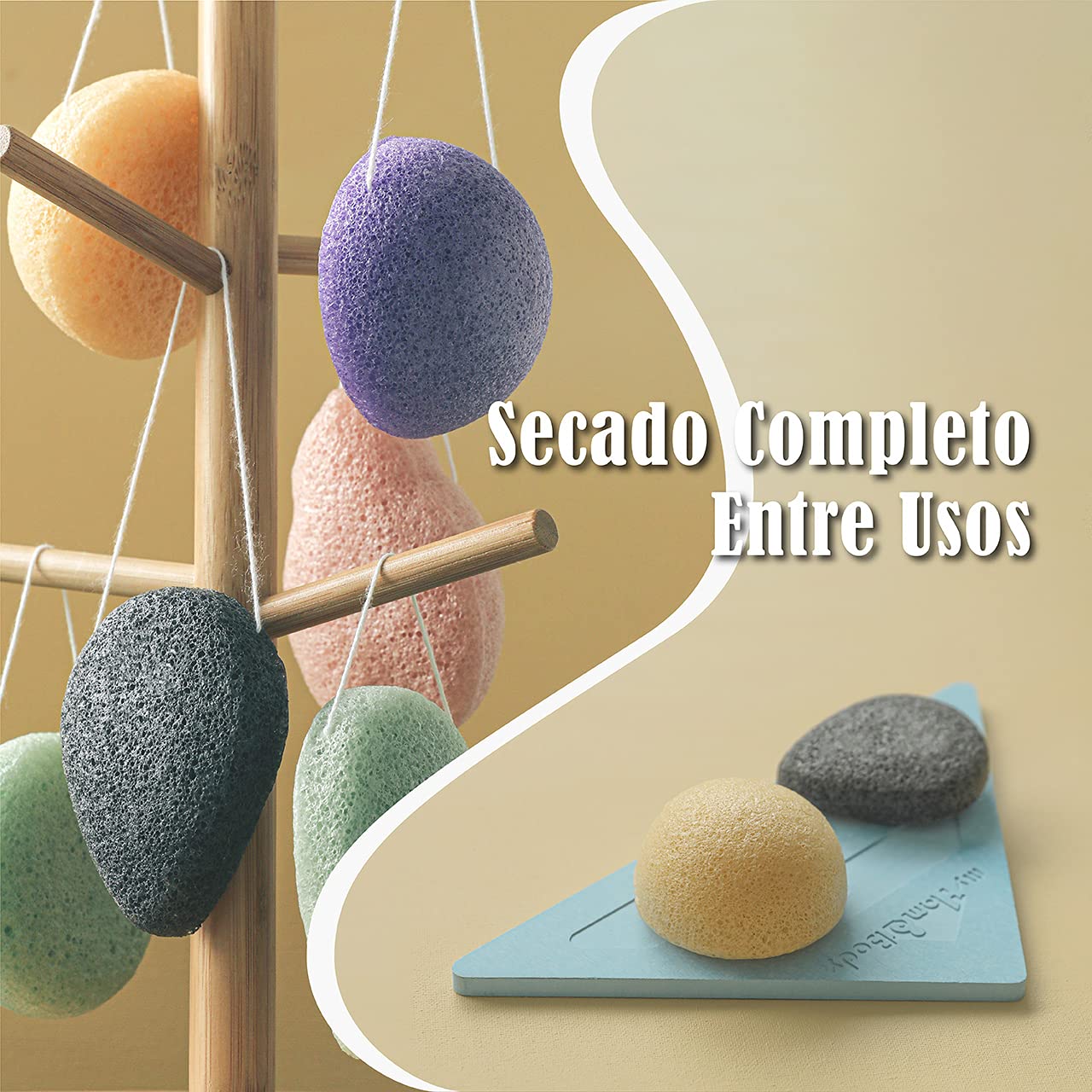 myHomeBody Natural Konjac Facial Sponges - for Gentle Facial Cleansing and Exfoliation - with Activated Charcoal and Aloe Vera, 4-Piece Set