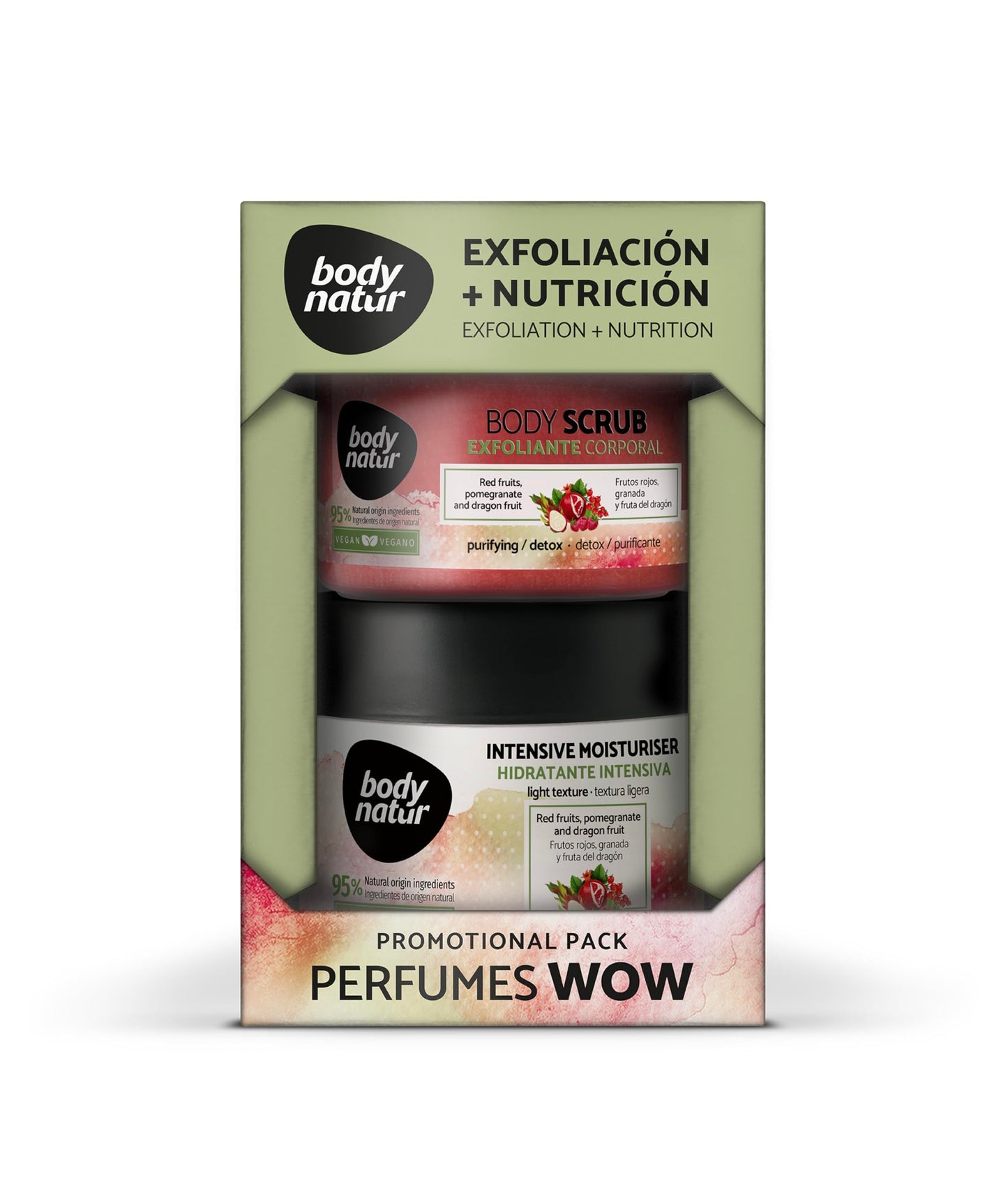 BODY NATUR - Intensive Moisturizing Body Care Set with Mango, Papaya and Marula | Butter 300 ml | Body Scrub 200 ml | for Radiant Skin
