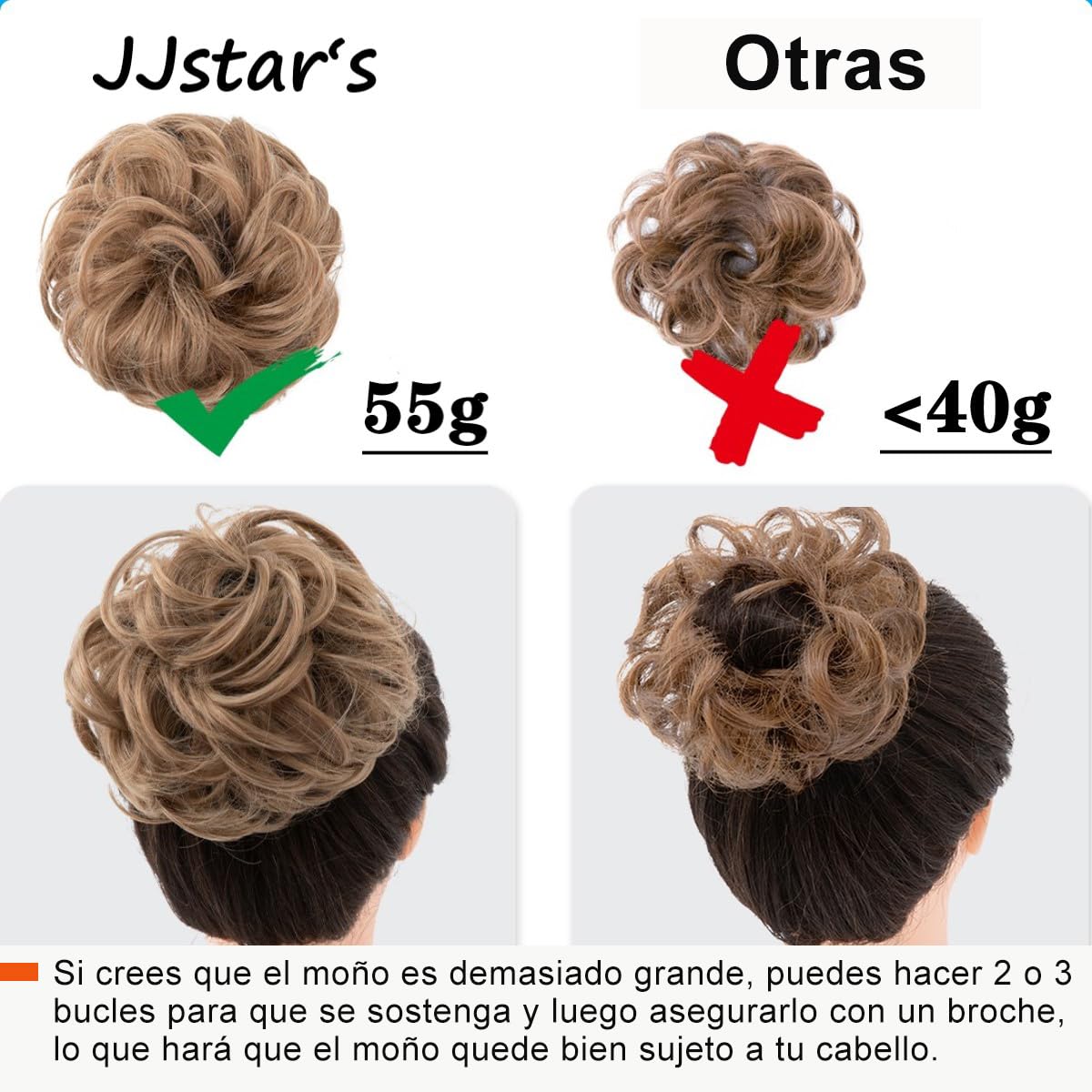 Moño Postizo Grande Despeinado de Pelo Natural - JJstar