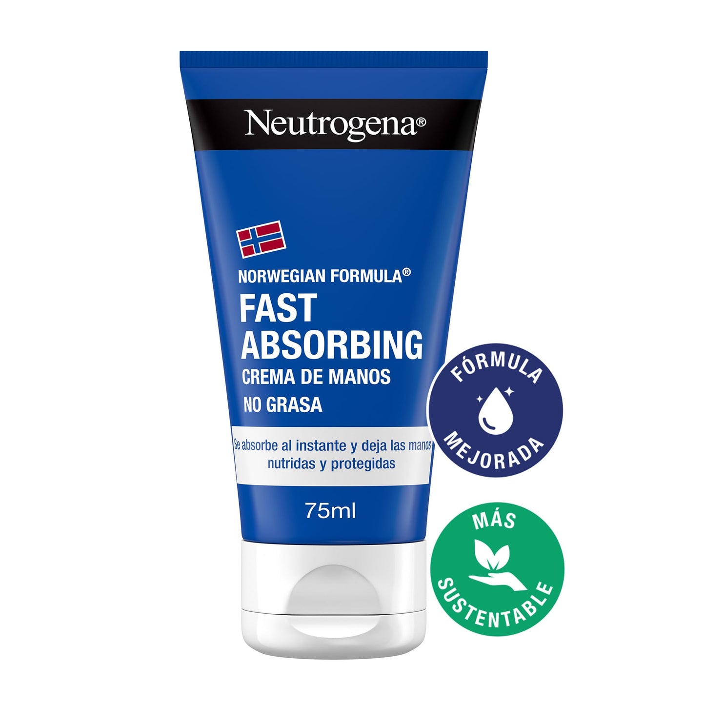 Neutrogena Norwegian Formula Fast Absorbing (pack of 2 x 75 ml) non-greasy repairing hand cream with glycerin and vitamin E, fast-absorbing cream for cracked and dry hands