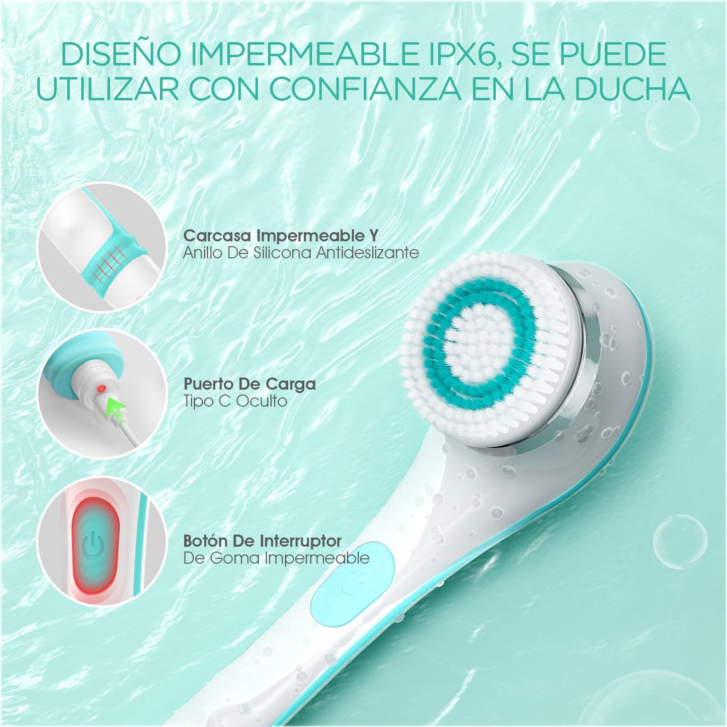 VOYOR Cepillo Corporal Eléctrico 4 en 1 – Limpieza y Exfoliación Total