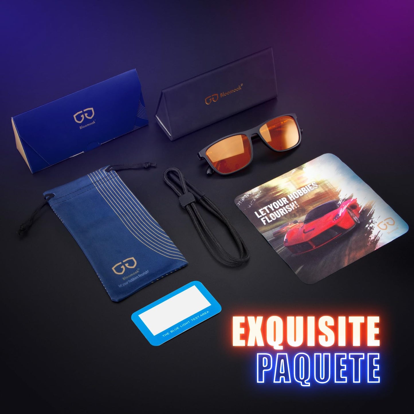 Bloomoak-99% Blue Light Blocking Glasses-Gaming Glasses-Anti Glare - Anti Eyestrain - TR90 Material - Suitable for Screens, Games, TVs, Mobile Phones (Amber - 99% - Black Frame)