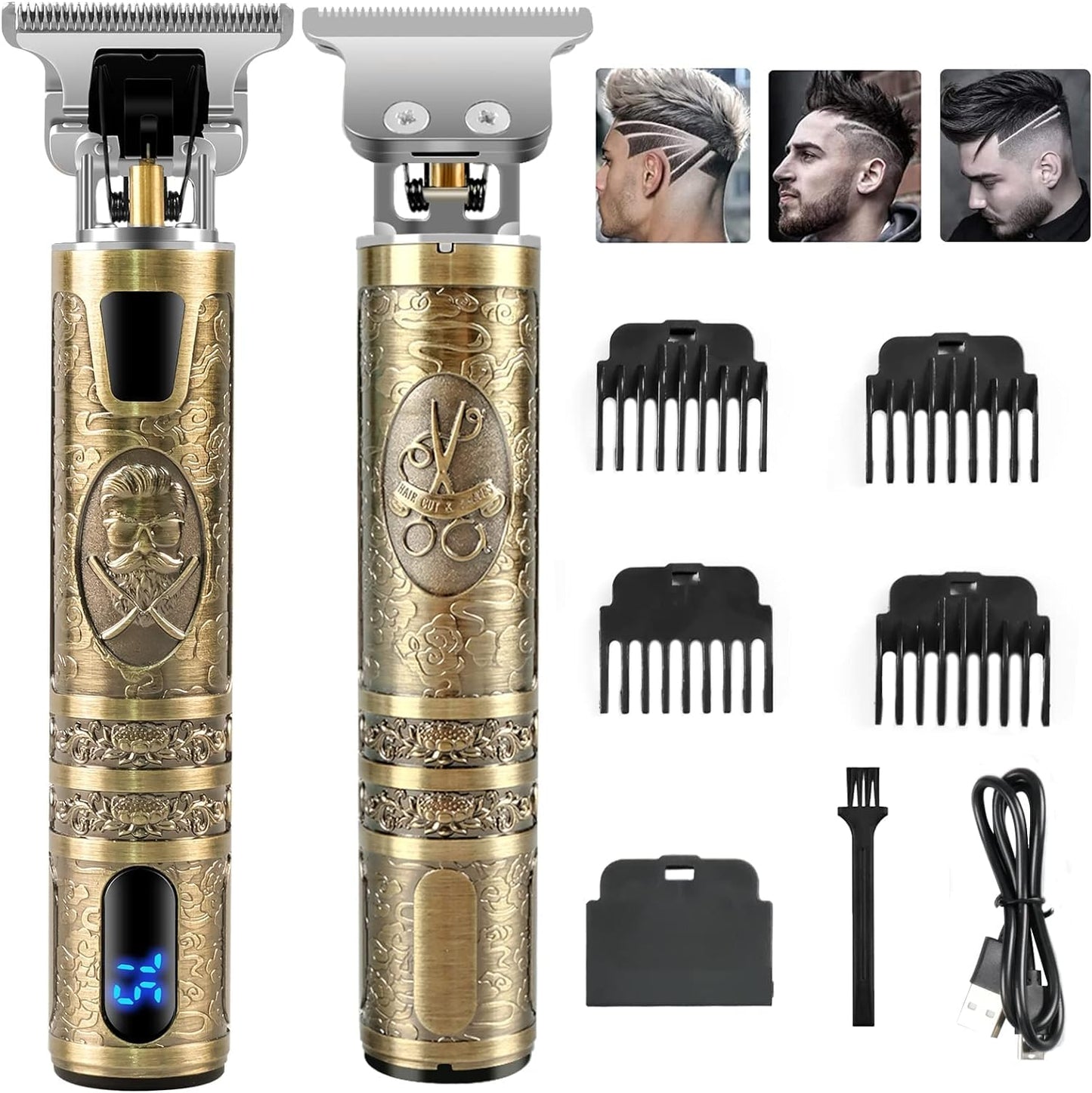 Máquina de Cortar Pelo Profesional Inalámbrica - Hoja T y Pantalla LED