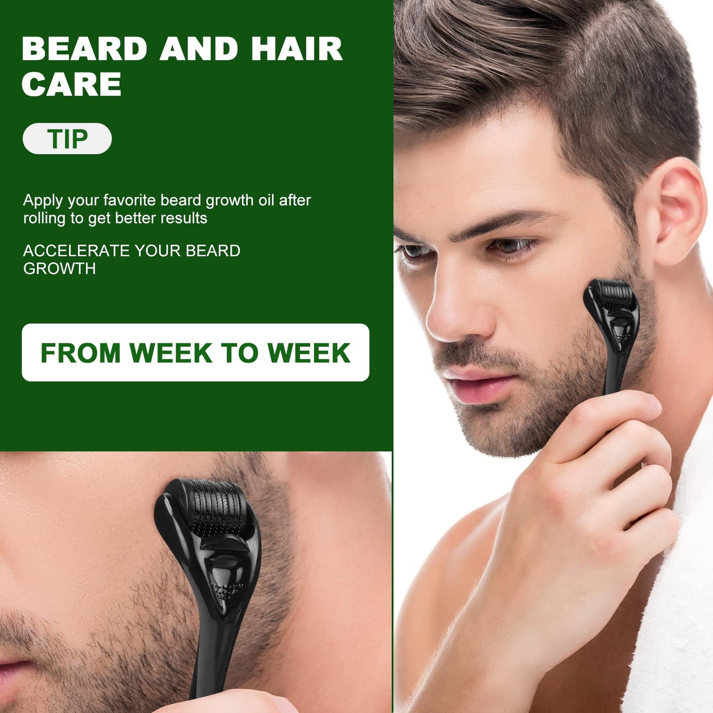 URAQT Dermaroller de Titanio con Microagujas 0.5 mm para Cara y Cuerpo