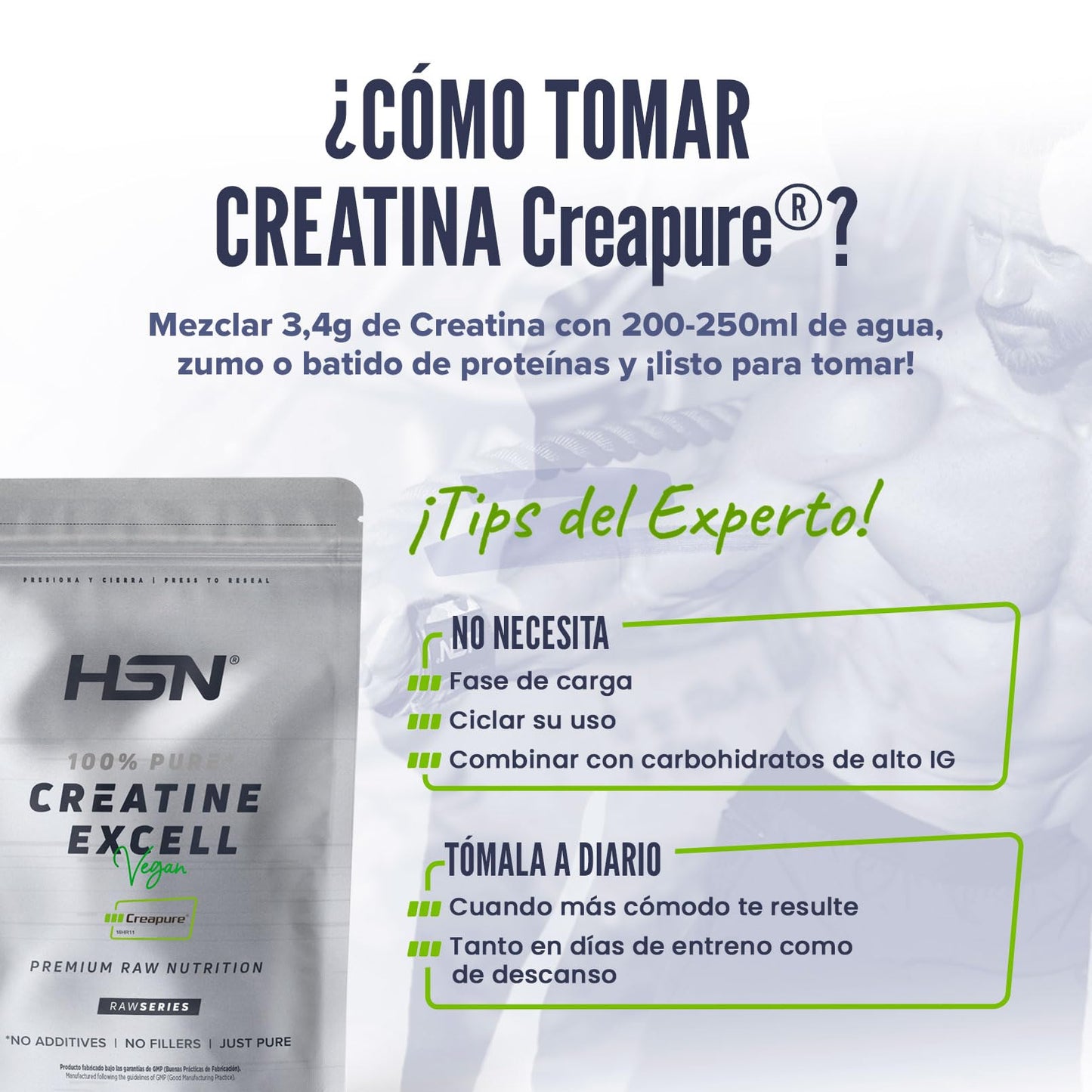 HSN Creatine 100% CREAPURE® Powder | Neutral Flavor - 500g | Guaranteed Quality Seal: Pure Micronized Creatine Monohydrate Without Additives Free of Contaminants | Non-GMO, Vegan, Gluten Free