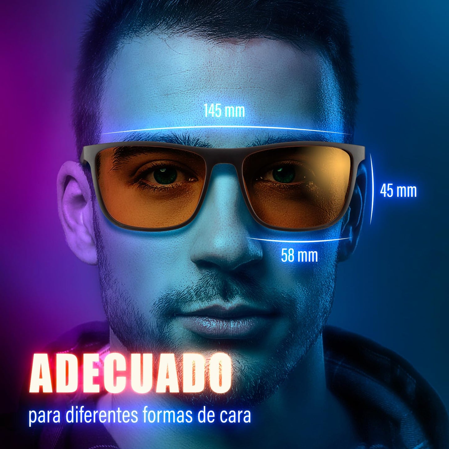 Bloomoak-99% Blue Light Blocking Glasses-Gaming Glasses-Anti Glare - Anti Eyestrain - TR90 Material - Suitable for Screens, Games, TVs, Mobile Phones (Amber - 99% - Black Frame)