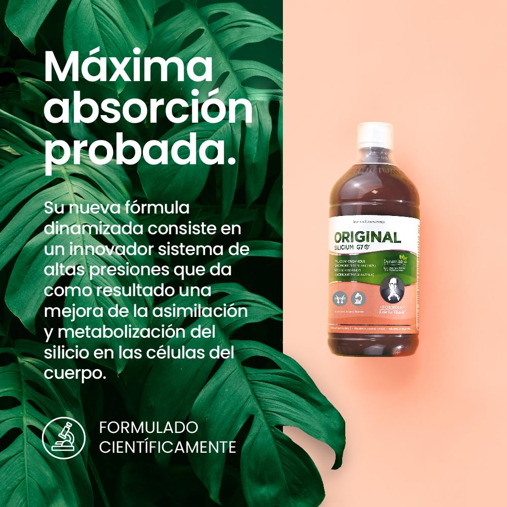 G7 Original. Improved Formula. Vegan Liquid Silicon Supplement That Promotes Collagen Production. Strengthens Bones And Joints And Increases Skin Elasticity. 1 Liter.