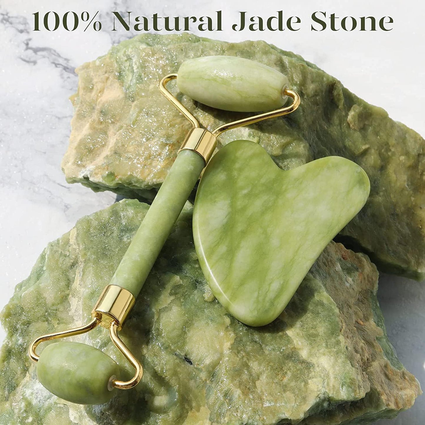 BAIMEI Gua Sha and Jade Roller, Guasha Facial Massager Soothes and Relaxes Skin, Skin Care Gift, Christmas Gift