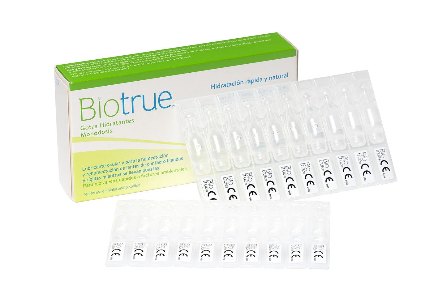 Bausch + Lomb Biotrue moisturizing drops 30 single doses of 0.5 ml each compatible with contact lenses