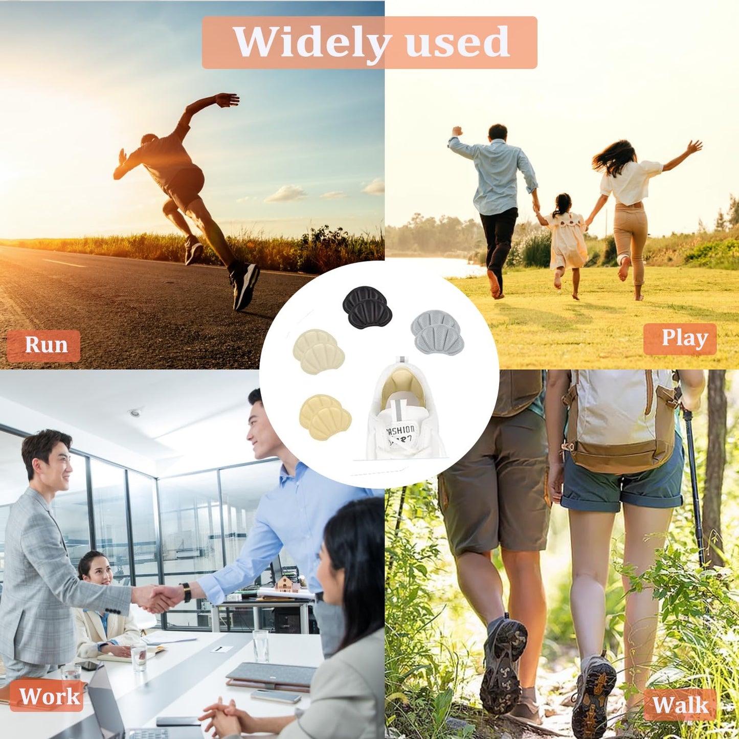 4 Pairs Heel Pads, Non-Slip Self-Adhesive High Heel Shoe Pads, Insoles Inserts for Shoes Too Big and Loose for Men and Women