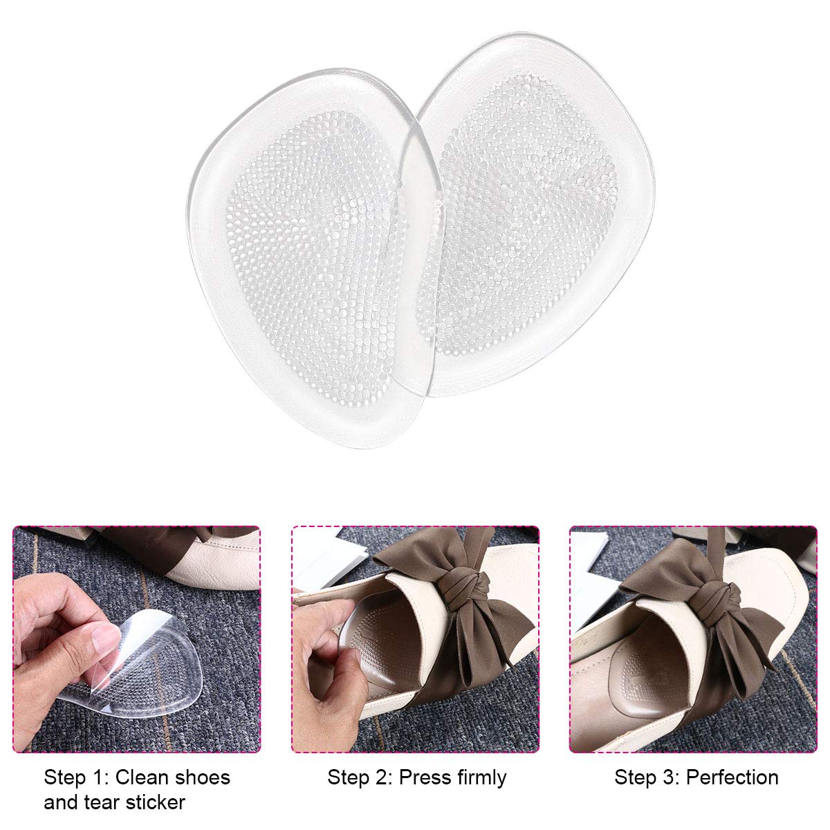 URAQT High Heel Shoe Insoles Protect Feet, Foot Pads, Half Insole for Forefoot Pain Relief 3 Pairs