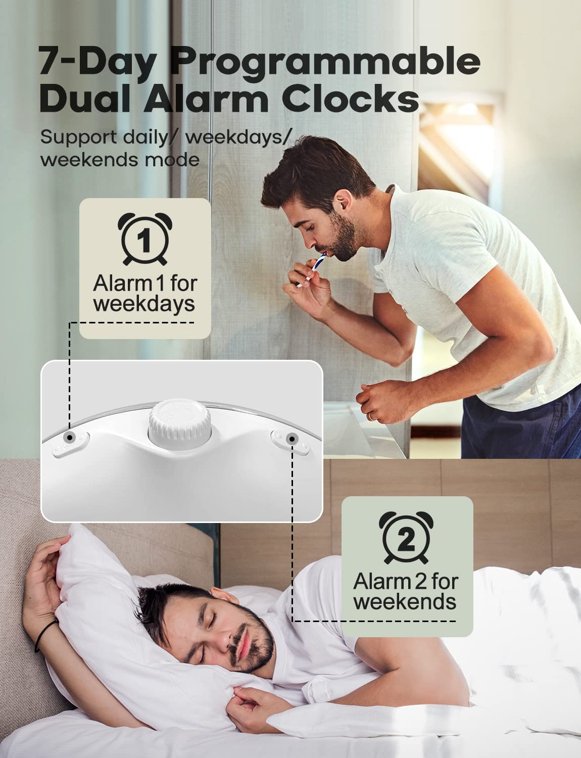 Dekala Despertador con Simulación de Amanecer, Doble Alarma y Radio FM
