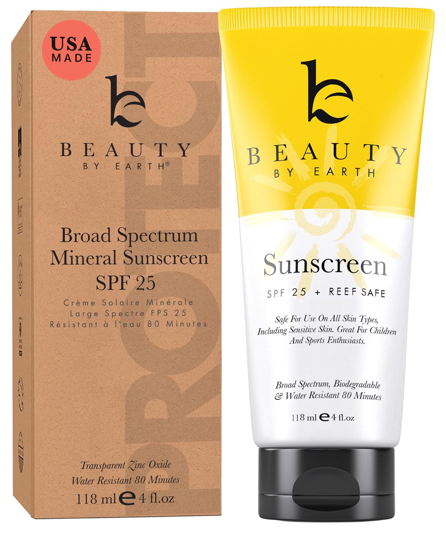 Mineral Sunscreen SPF 25 - With Natural, Mineral & Organic Ingredients - Non-Nano, Non-Toxic Zinc Sunscreen Gentle Enough for Kids & Babies Skin. Reef Safe.