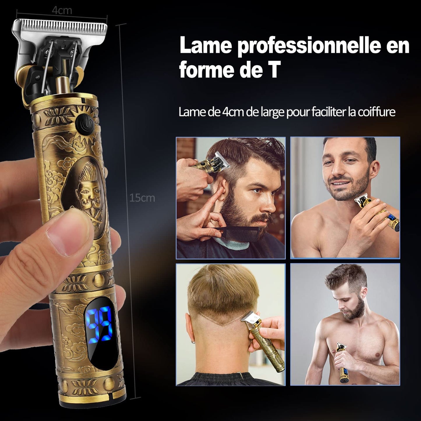 YiLFo Hair Cutting Machine, Men's Shaving Machine, Professional Men's Hair Clipper, Electric Trimmer Shaver with LED, Cordless Beard Trimmer Machine, Hair Cutting Machine for Contours