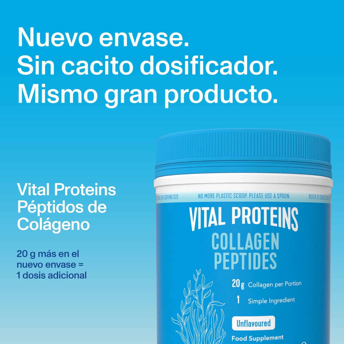 Vital Proteins Collagen Peptides, Food Supplement Powder, Hydrolyzed Collagen (Type I, III), Unflavored, for Skin, Hair, Nails, Gluten Free, 20g Collagen per Serving, 587g