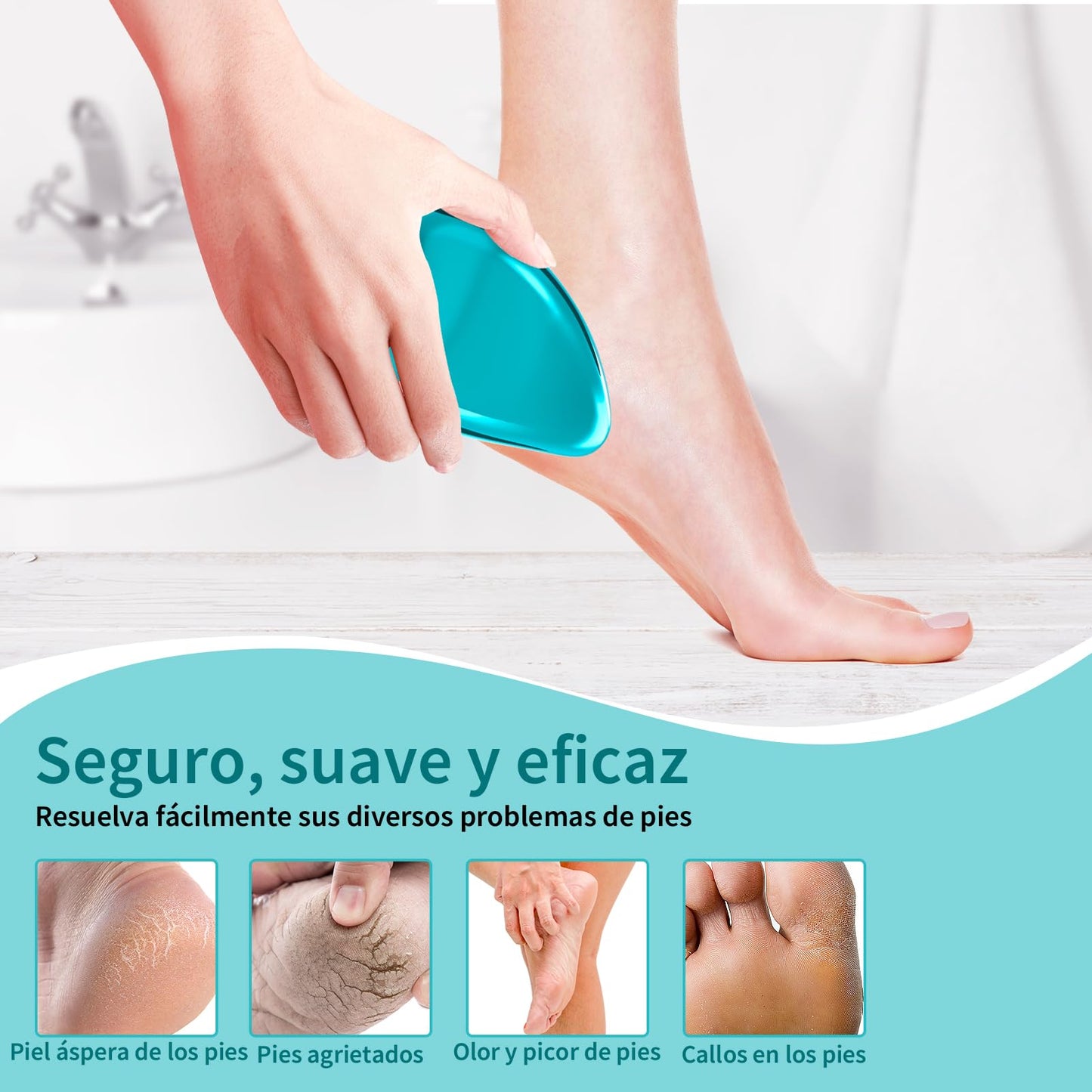 AnjoCare 2 in 1 Nano Glass Foot File, Callus Remover, Hard Dead Skin Remover, Professional Portable Foot Rasp for Cracked Skin, Pedicure Beauty Tool for Foot Care(Blue)