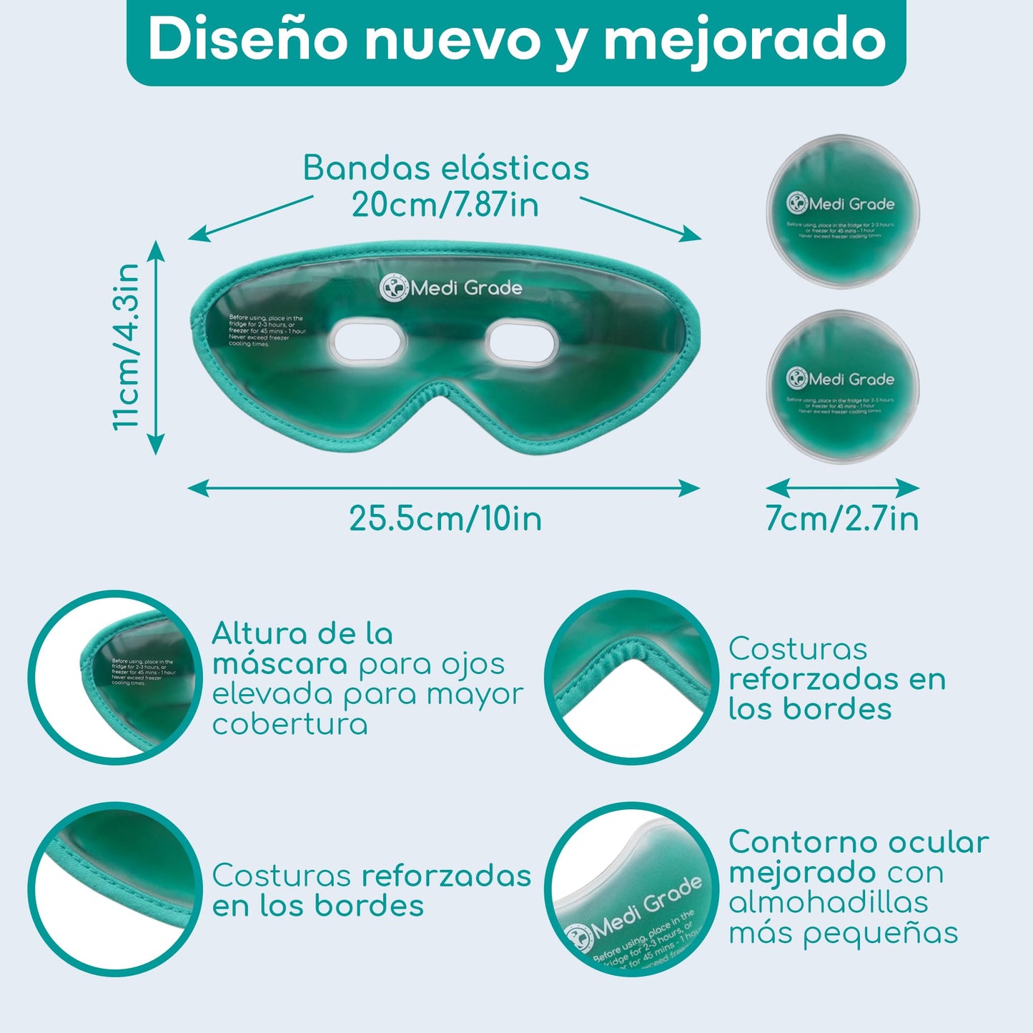 Medi Grade Antifaz de Gel Frío Reutilizable con Parches y Neceser