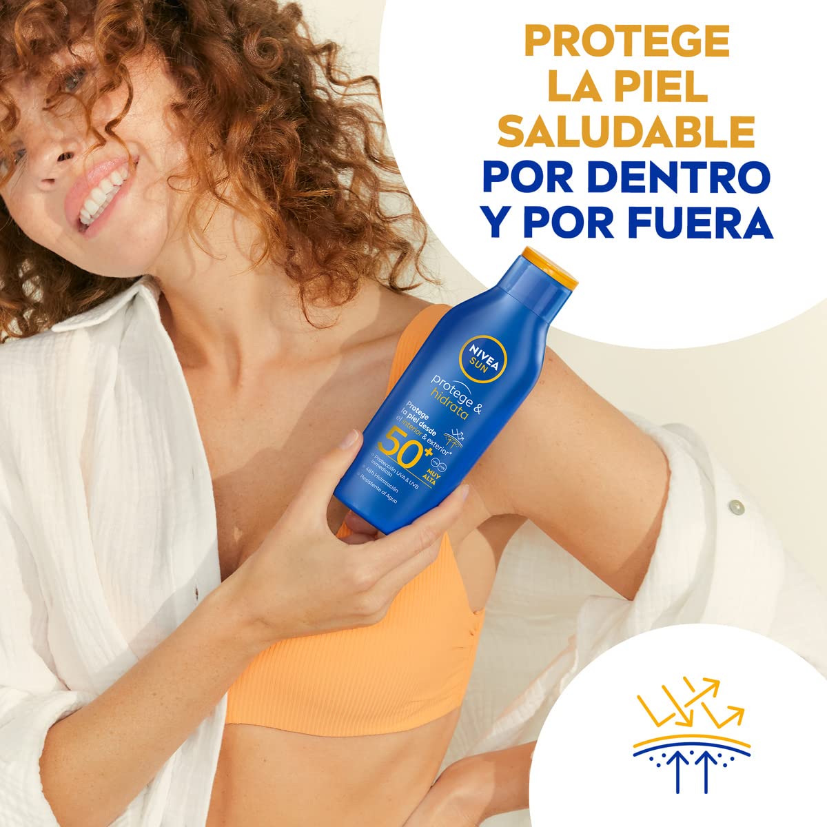 NIVEA SUN Protect & Hydrate Sun Milk SPF50+ (1 x 400 ml), moisturizing and water-resistant sunscreen with UVA/UVB protection, very high sun protection