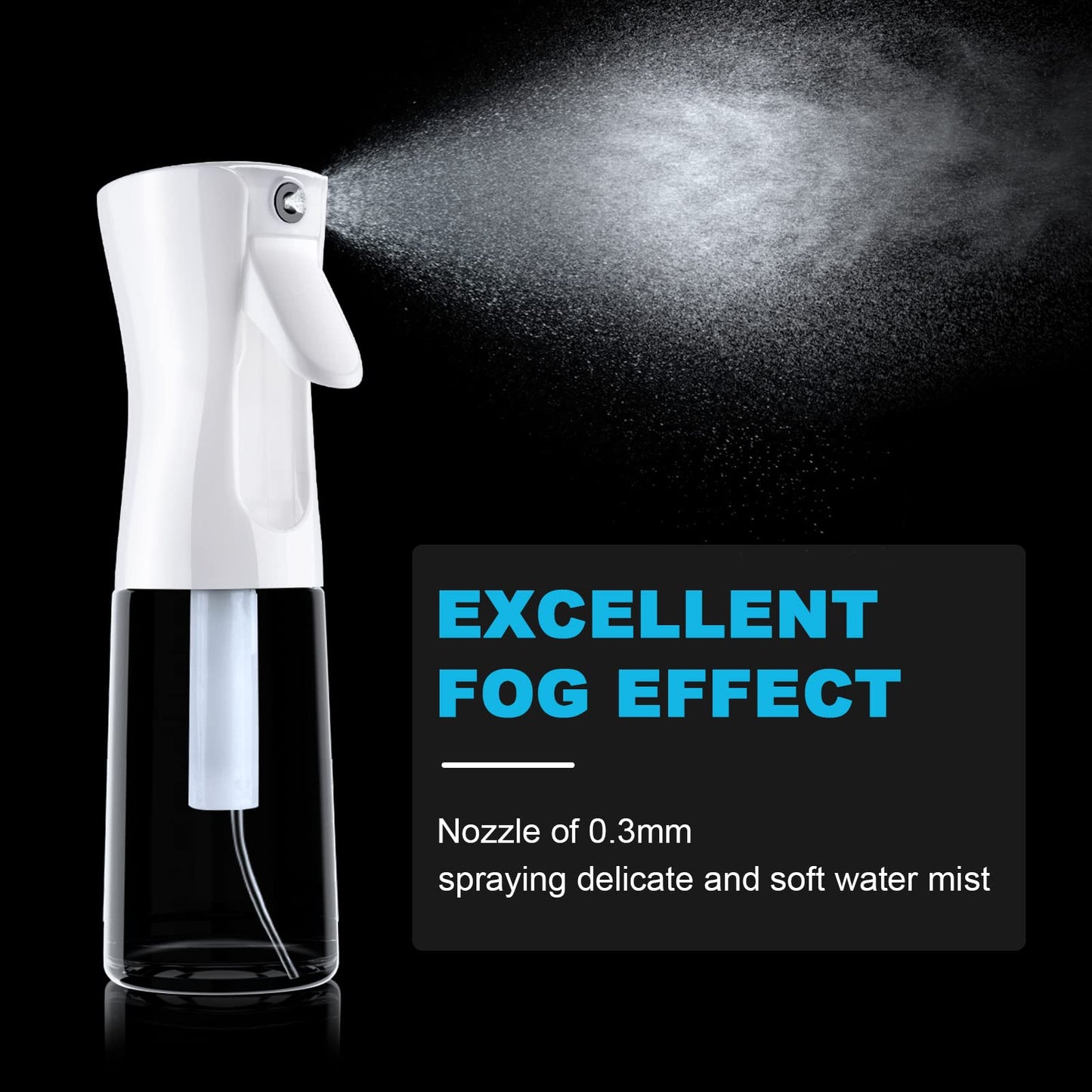 URAQT Hairdressing Water Spray Bottle, 200ml Fine Mist Continuous Sprayer, Refillable Hair Spray Bottle, Empty Spray Bottles for Hair Styling, Plants, Pets, Cleaning (White)