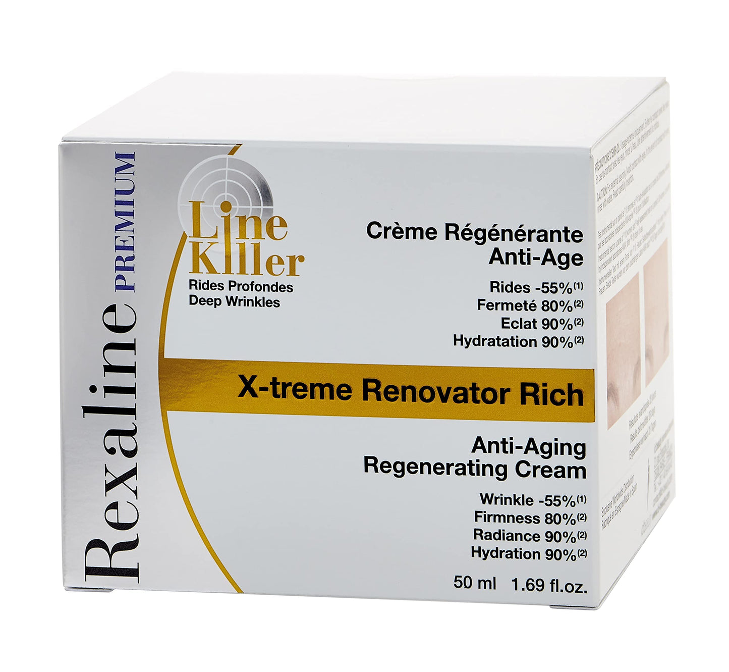 Rexaline - X-treme Renovator Rich - Anti-aging regenerating cream - Hyaluronic acid anti-wrinkle cream - Nourishing and soothing - Moisturizing facial treatment - Dry skin - Cruelty free - 50ml