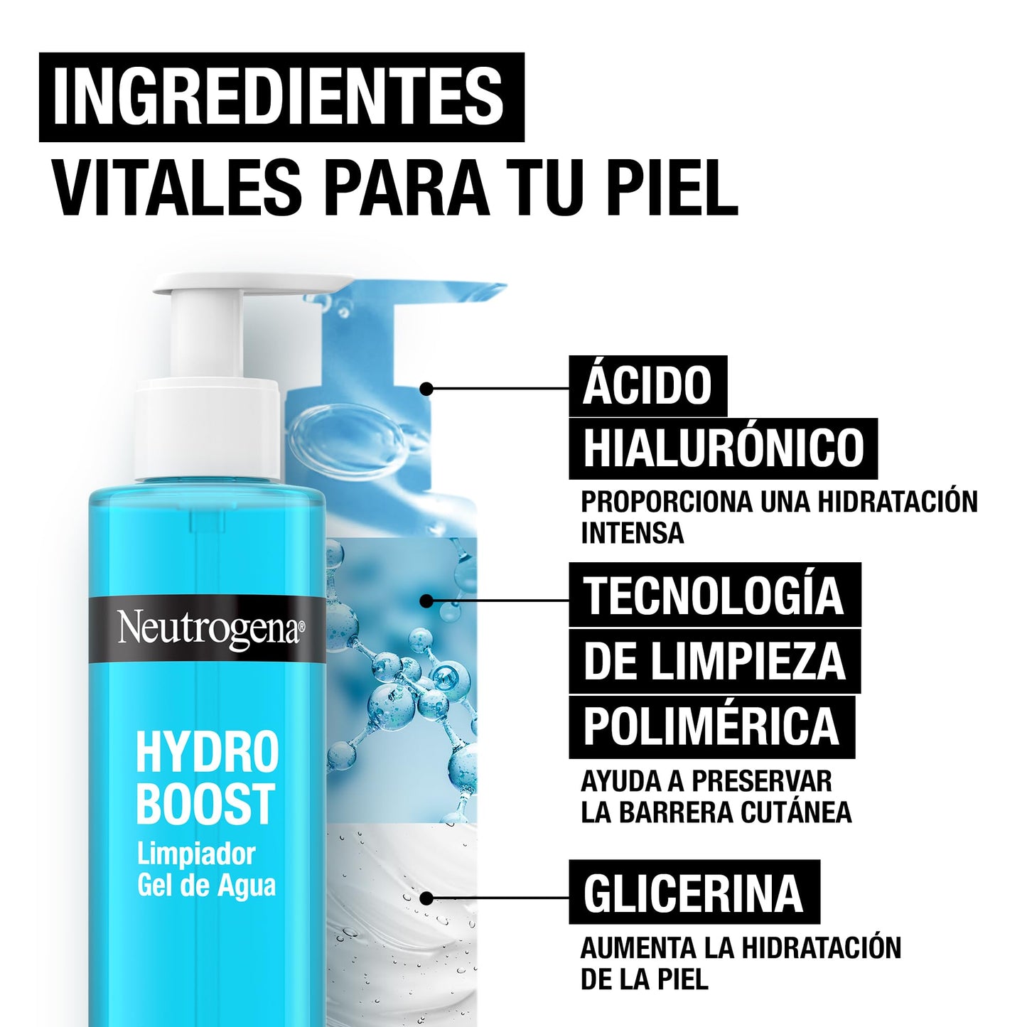 Neutrogena Hydro Boost Cleansing Water Gel (1 x 200 ml), facial cleansing gel to remove makeup and dirt, moisturizing soap suitable for all skin types