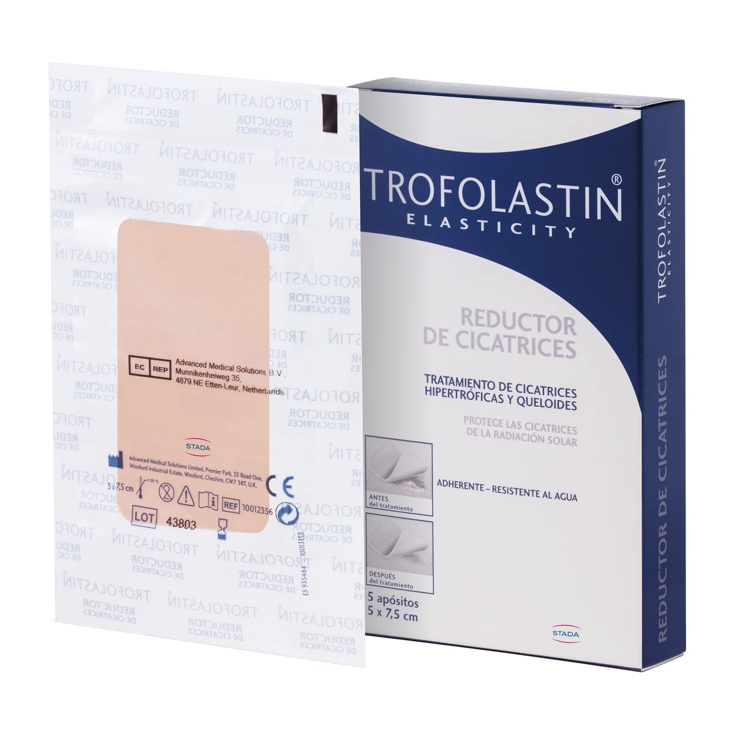 Trofolastin - Reductor de Cicatrices Hipertróficas y Queloides, 5x7,5 cm, 5 Uds