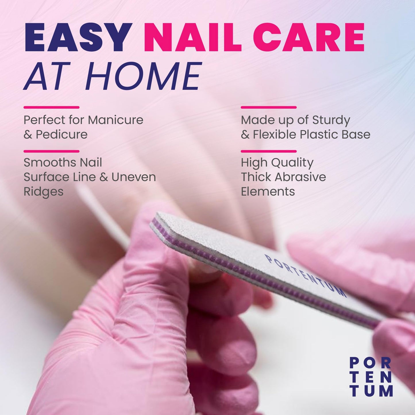 Set de Limas de Uñas Profesionales PORTENTUM 8pcs - 100/180 Lavables