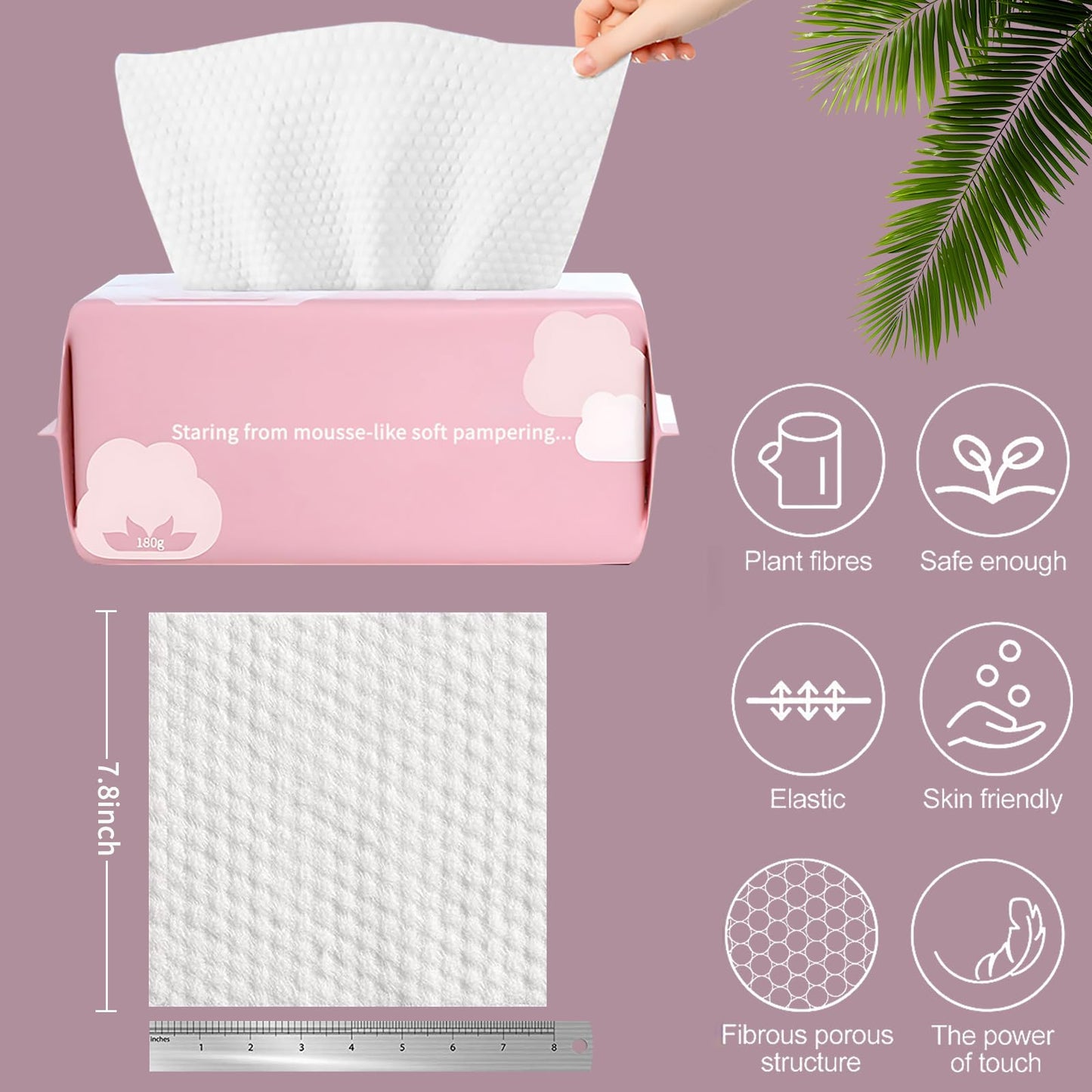 Disposable Towels, 100 Disposable Facial Wipes, Units Deep Cleaning Dry Wipes, Suitable for Sensitive Skin, Makeup Remover Wipes