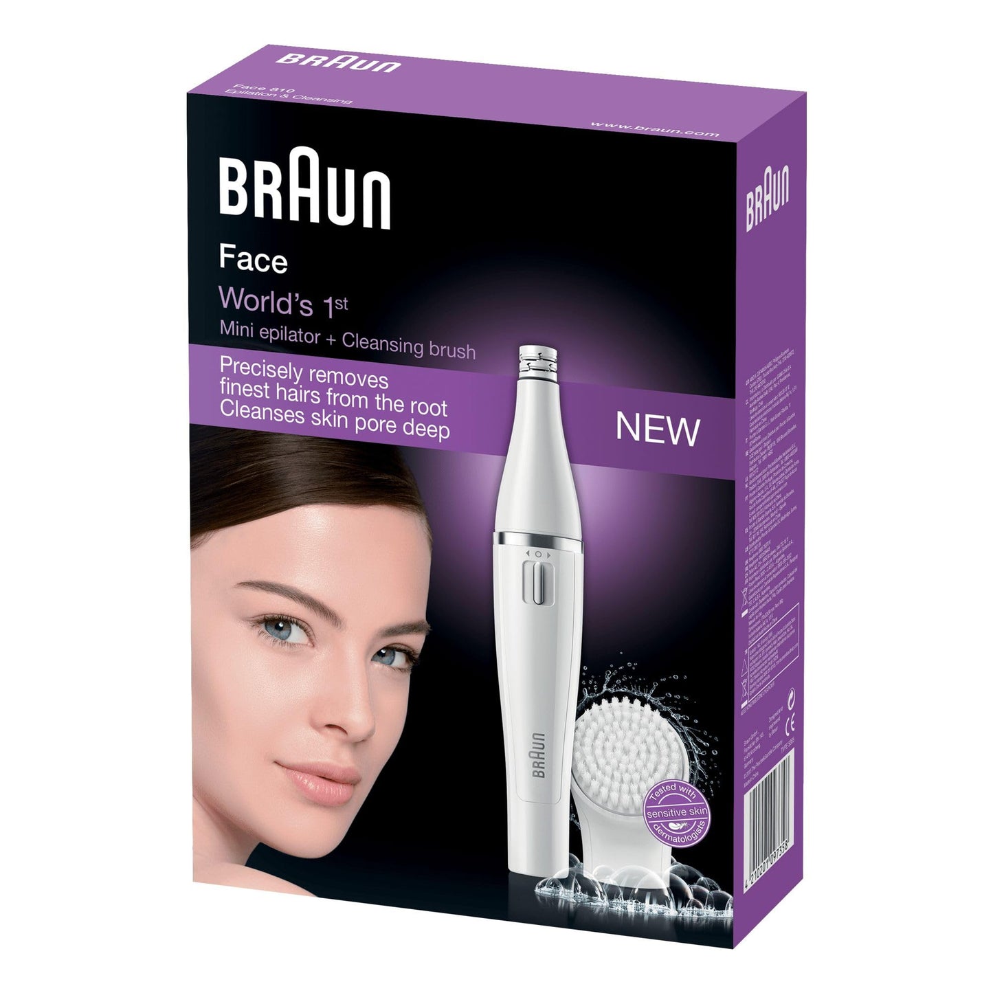 Braun FaceSpa 810 Facial Electric Epilator for Women Facial Cleansing and Hair Removal Brush System: Removes Hair and Cleanses Facial Skin Plus 2 Extra Batteries