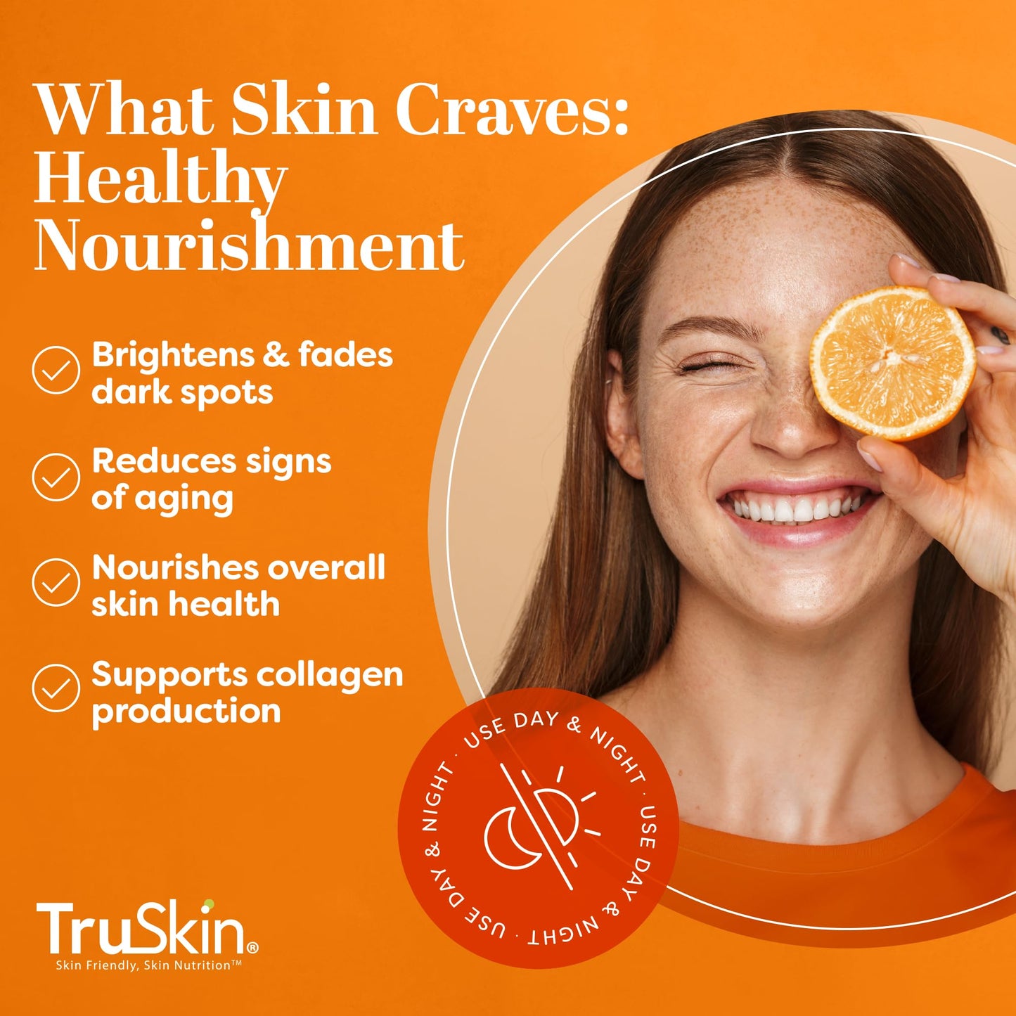 TruSkin Vitamin C Serum - Sérum anti-age à la vitamine C avec acide hyaluronique, vitamine E, aloès - Sérum éclaircissant pour les taches brunes, les ridules et les rides, 2 Fl Oz 60ml